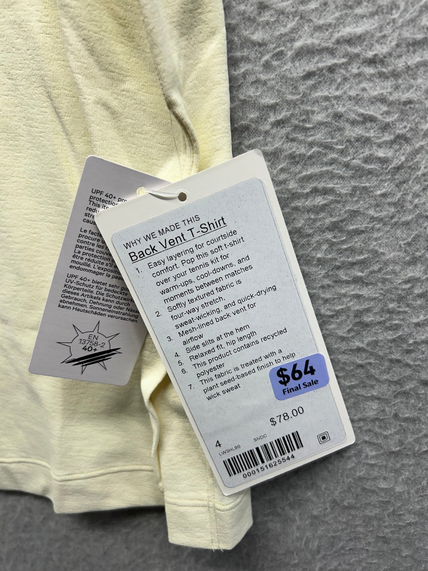 Lululemon Back Vent T-Shirt Size 4 Sundance Yellow