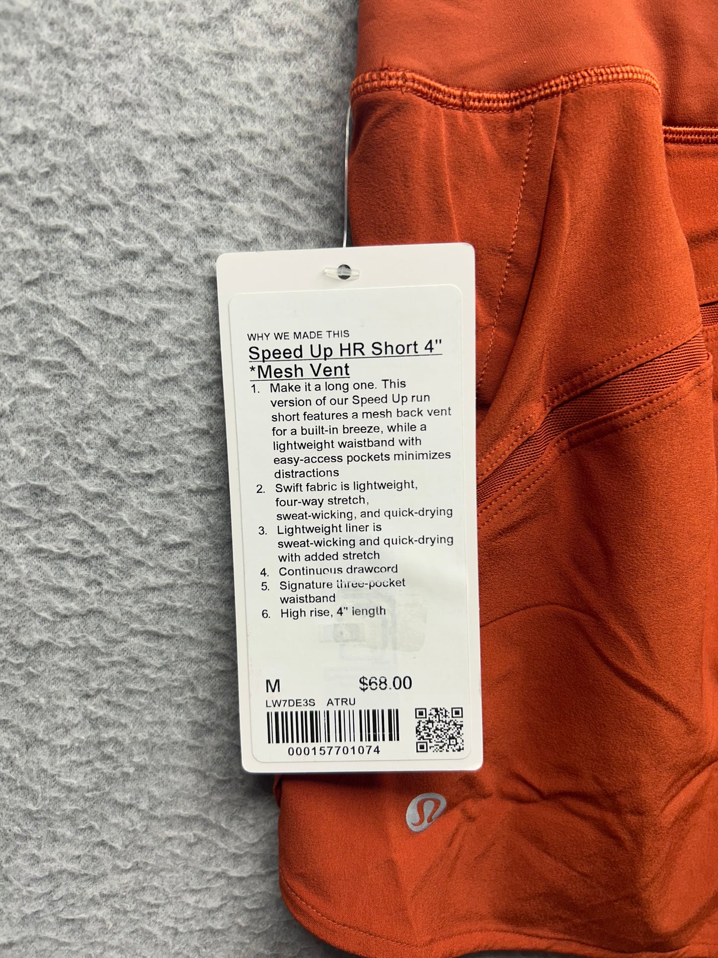 Lululemon Speed Up High-Rise Lined Short 2.5" Mesh Vent Size Medium Autumn Rust