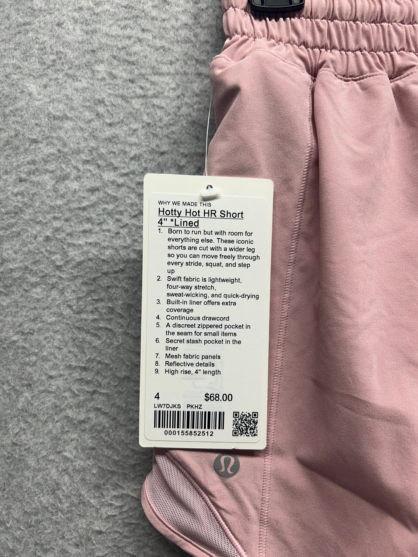Lululemon Hotty Hot High-Rise Lined Short 4" Size 4 Pink Haze