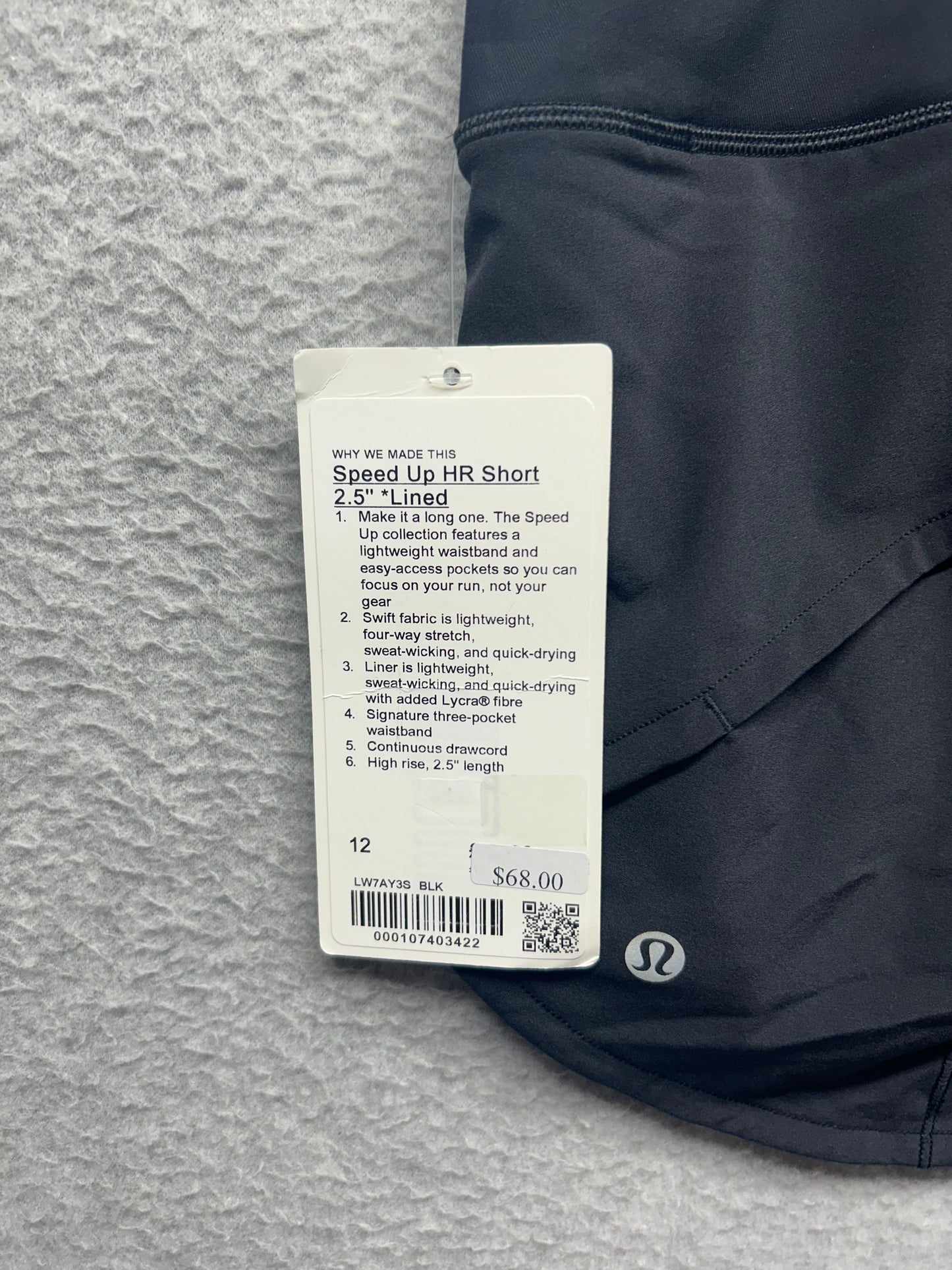 Lululemon Speed Up Short 2.5" Lined Size 12 Black