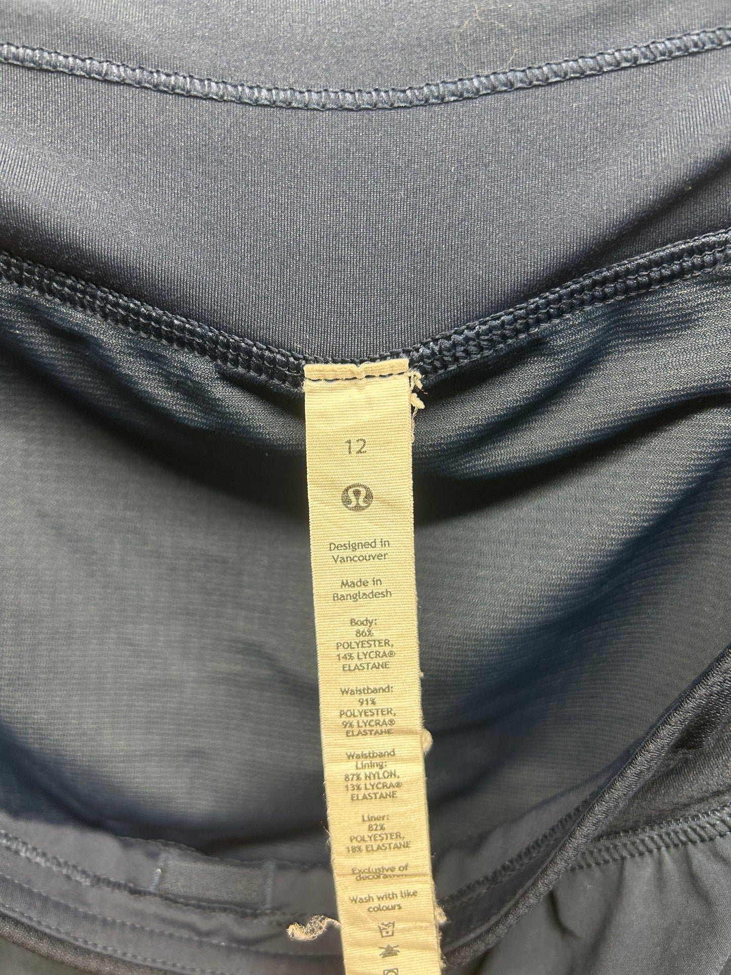 Lululemon Find Your Pace Lined High-Rise Short 3" Size 12 True Navy