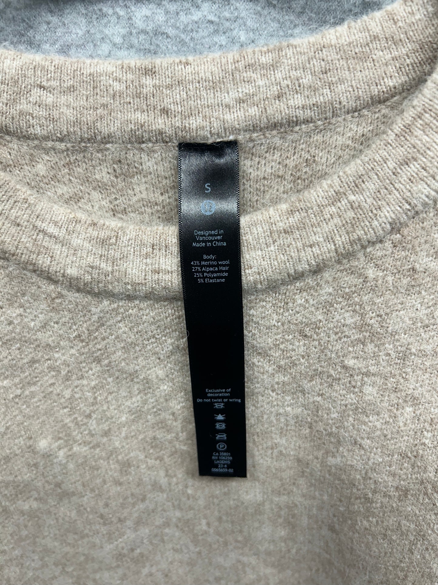 Lululemon Alpaca Wool-Blend Crewneck Sweater Size Small Heathered White Opal