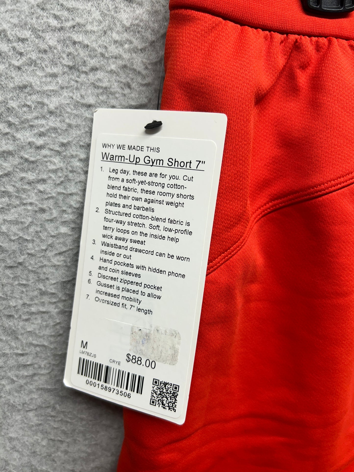 Lululemon Warm-Up Unlined Gym Short 7" Size Medium Cherry Ember