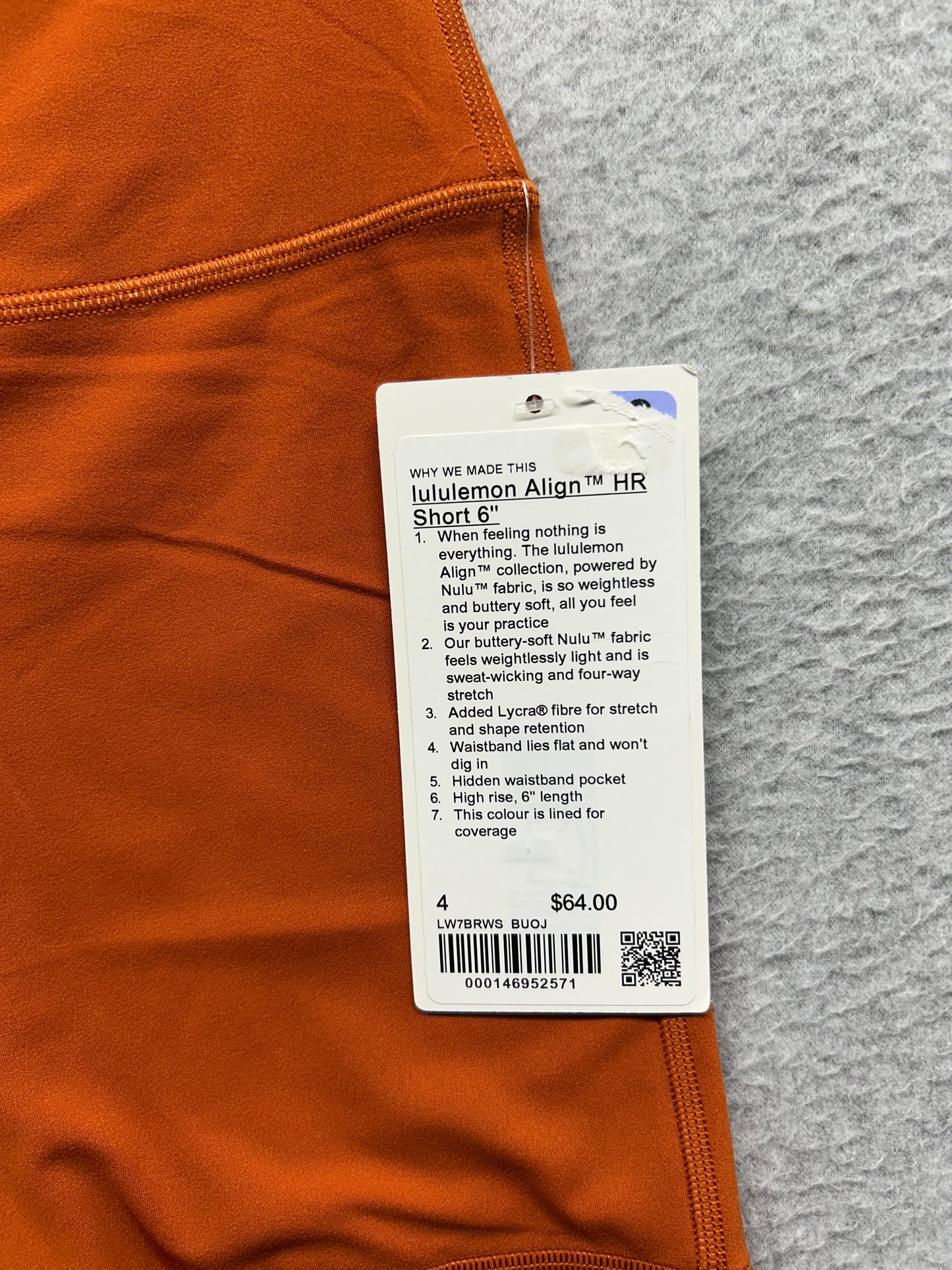 Lululemon Align High-Rise Short 6" Burnt Orange Size 4