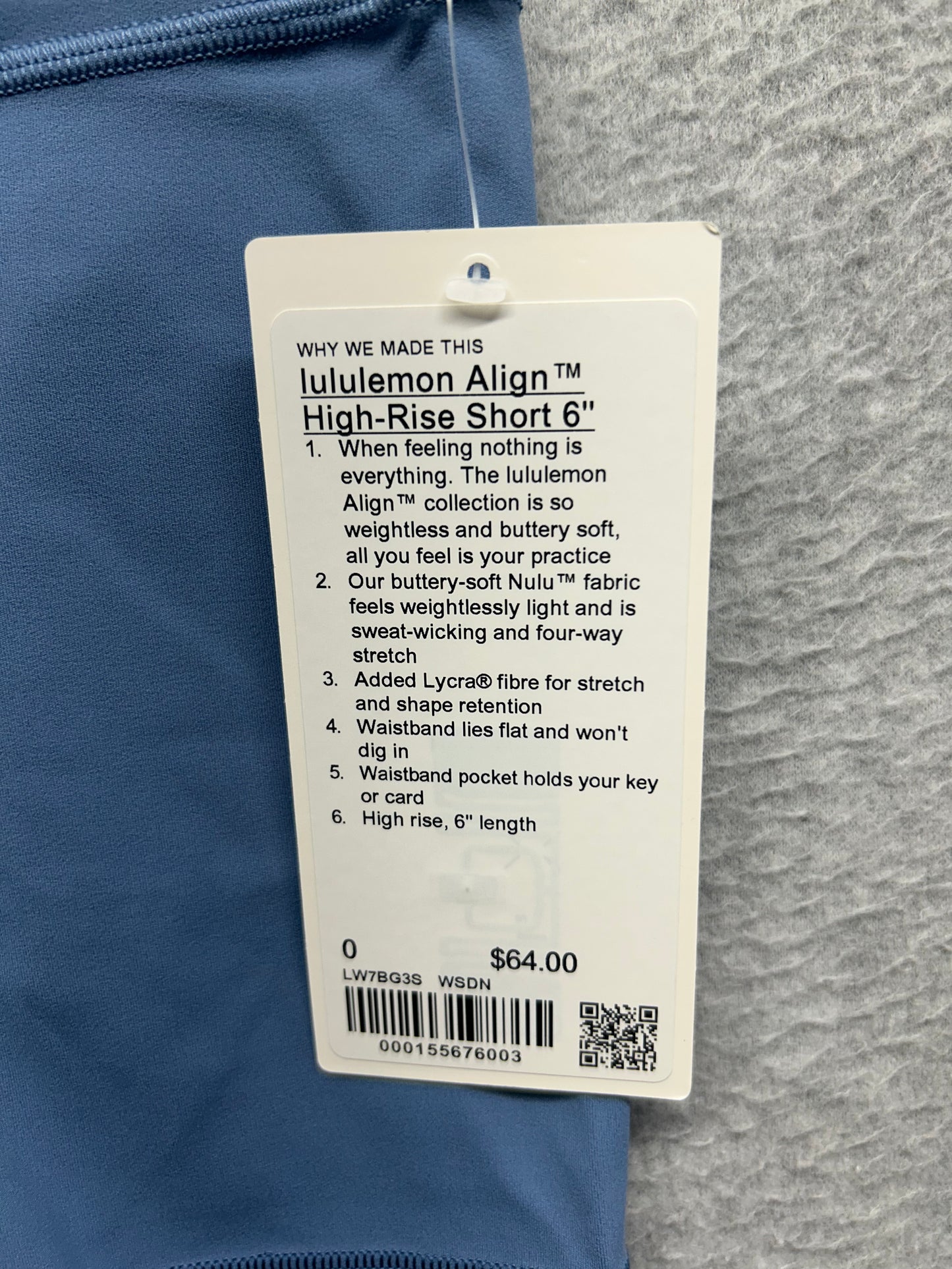 Lululemon Align High-Rise Short 6" Size 0 Washed Denim