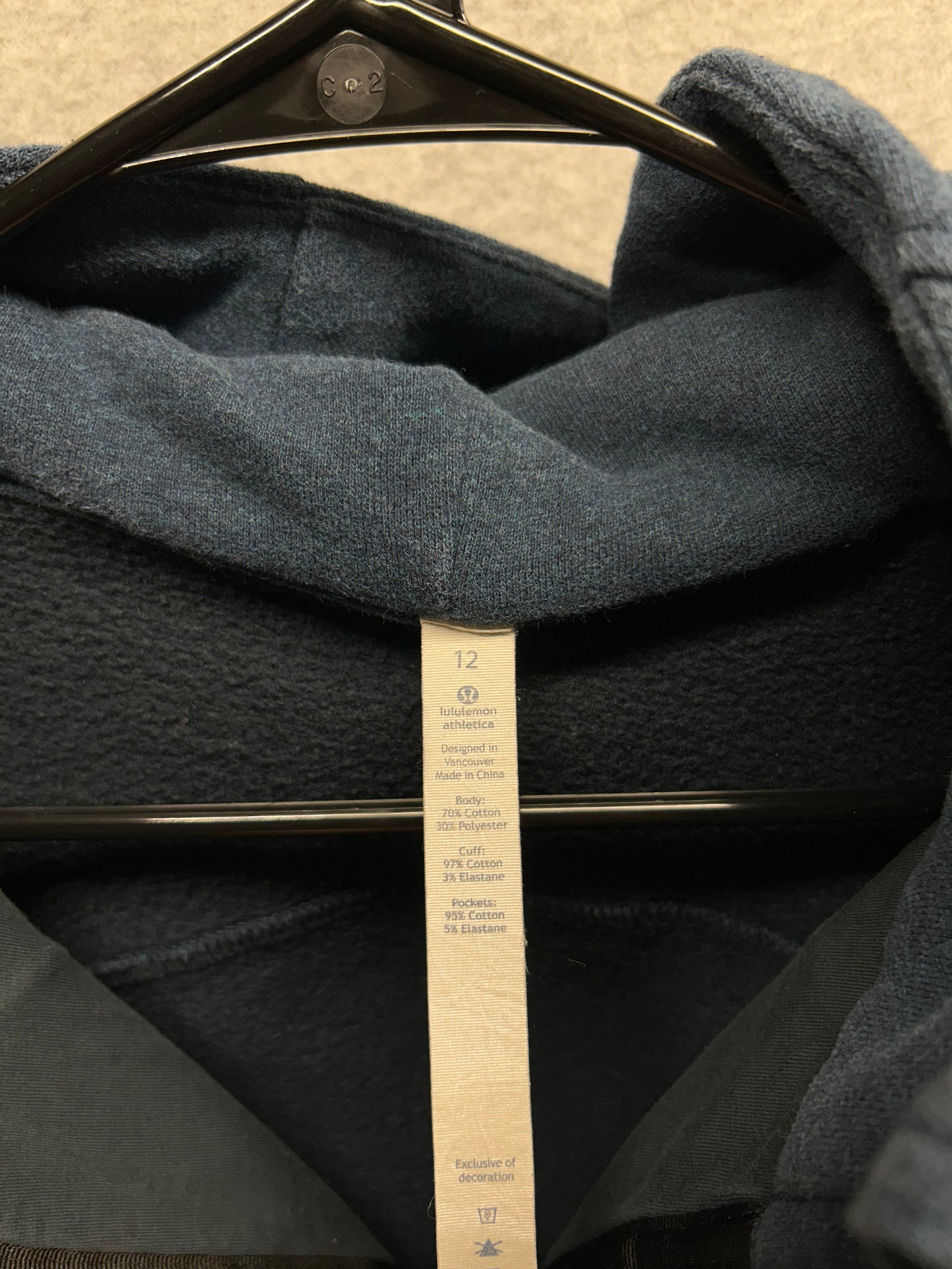 Lululemon Scuba Hoodie Light Cotton Fleece Size 12 Heathered Hero Blue