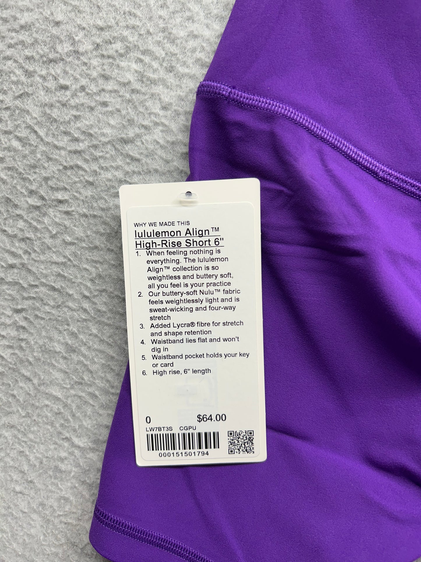 Lululemon Align High-Rise Short 6" Size 0 College Purple