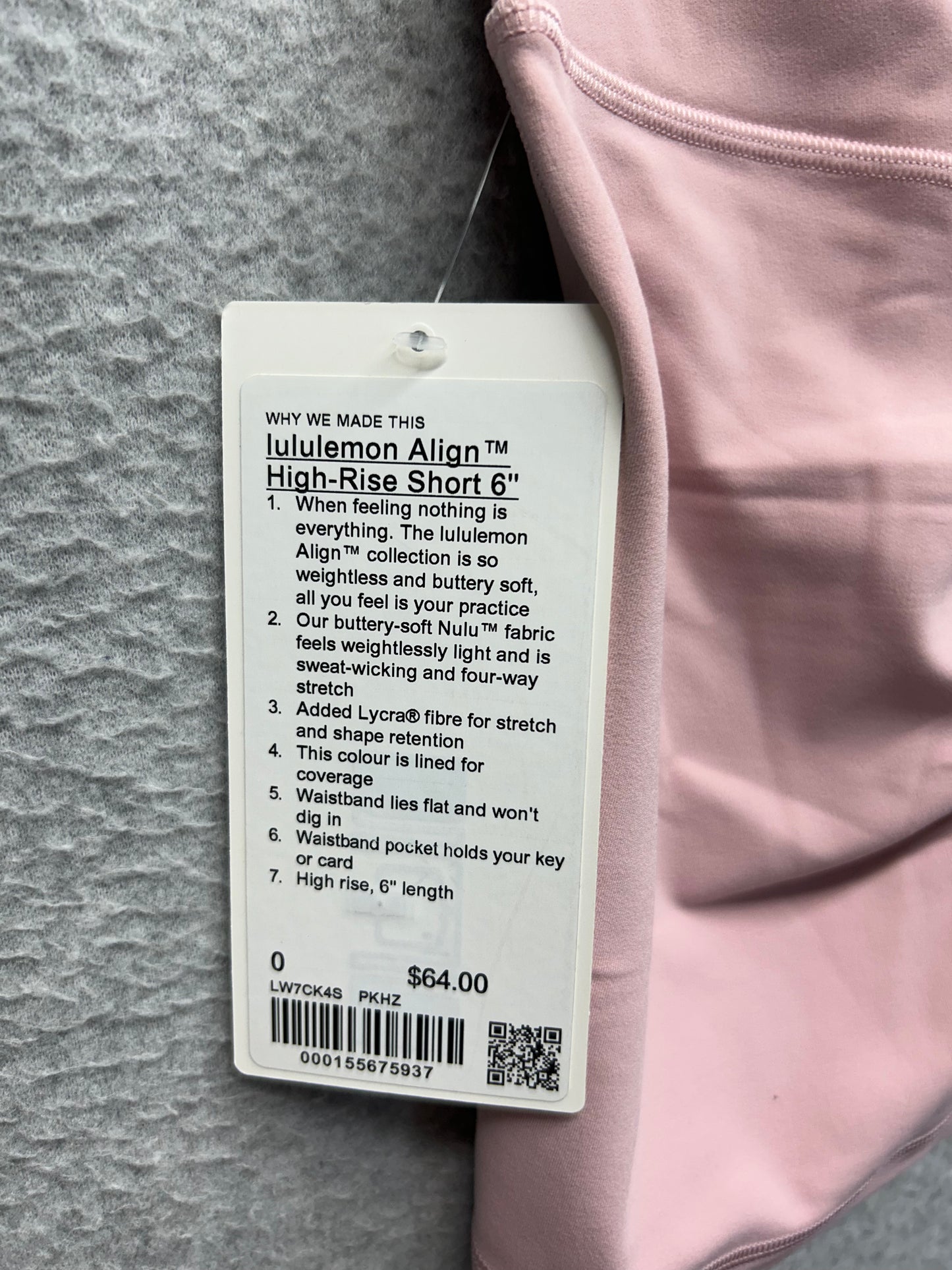 Lululemon Align High-Rise Short 6" Size 0 Pink Haze