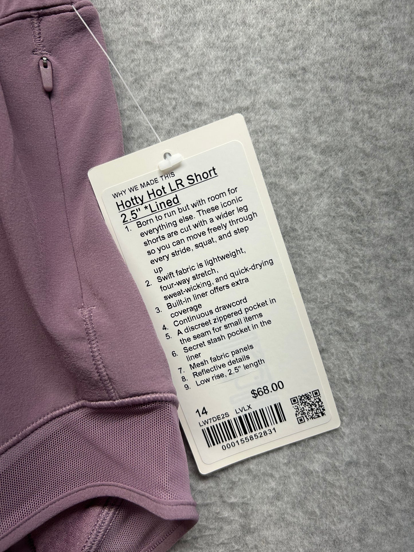 Lululemon Hotty Hot Low-Rise Lined Short 2.5" Size 14 Lavender Lux