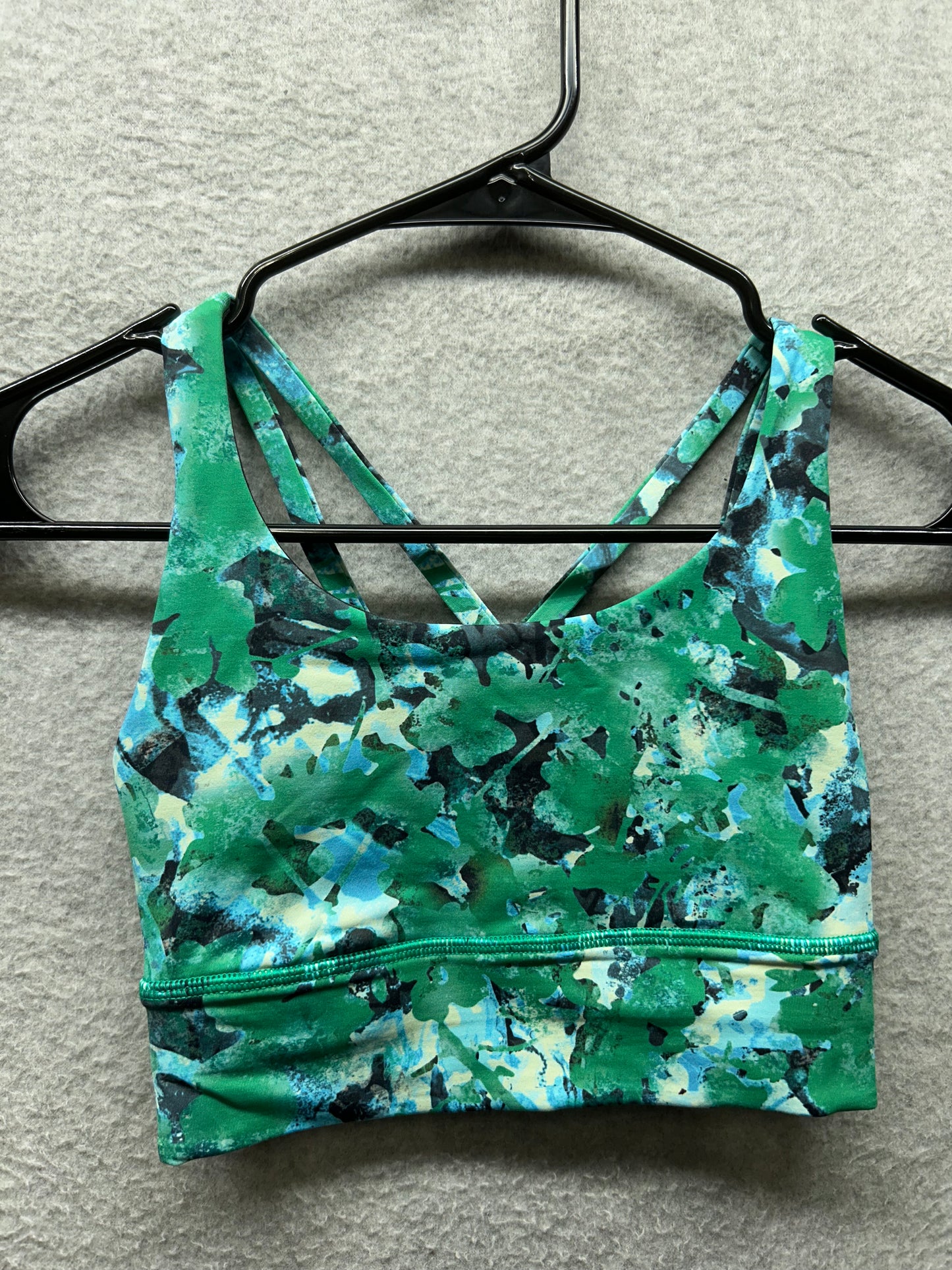 Lululemon Energy Longline Bra Size 2 Urban Undergrowth Kelly Green Multi