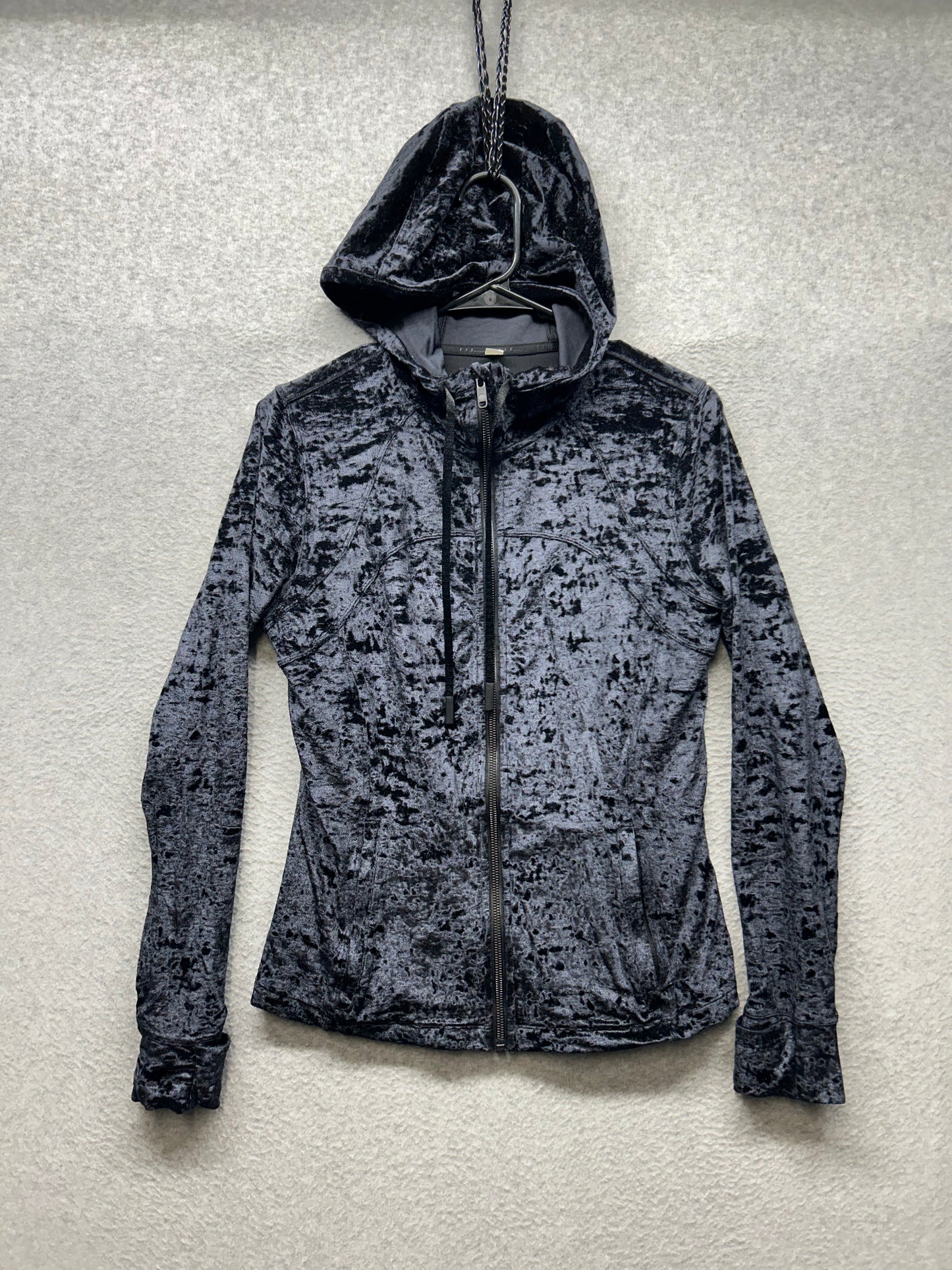 Lululemon Hooded Define Jacket Size 12 Crushed Velvet Black