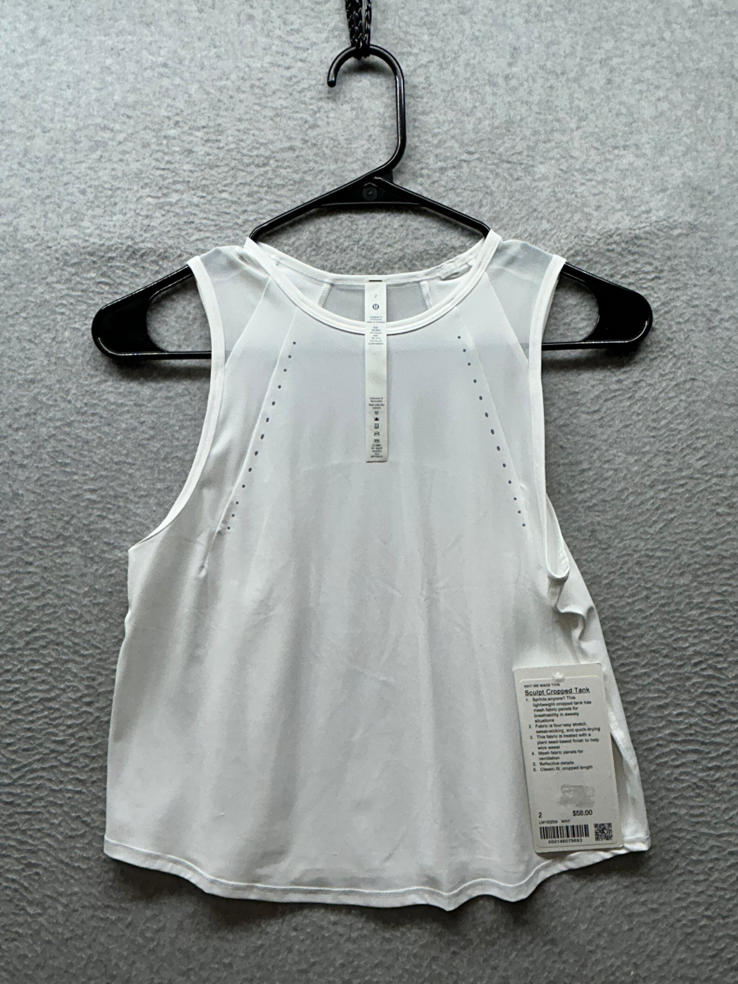 Lululemon Sculpt Cropped Tank Top Size 2 White