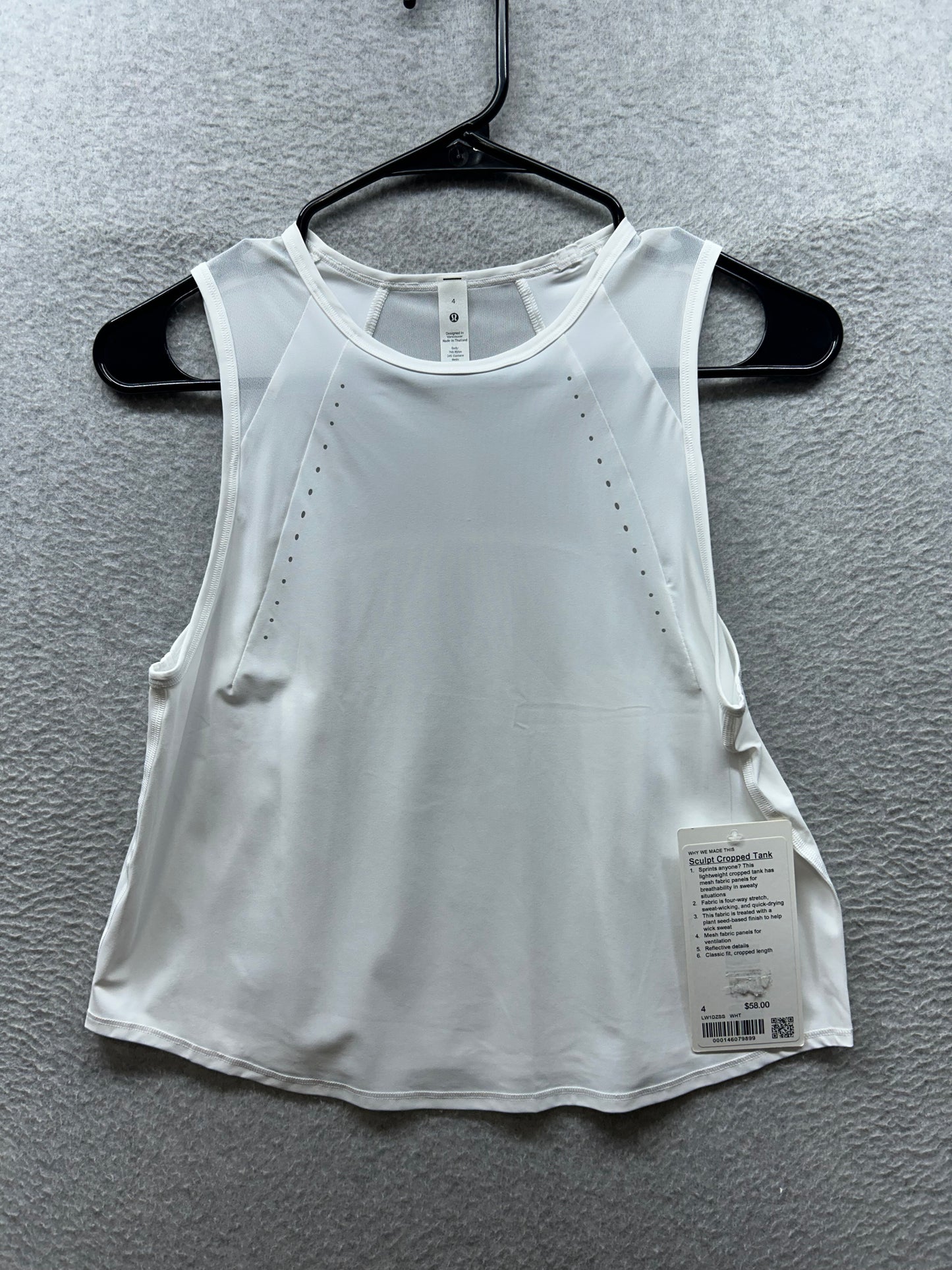 Lululemon Sculpt Cropped Tank Top Size 4 White