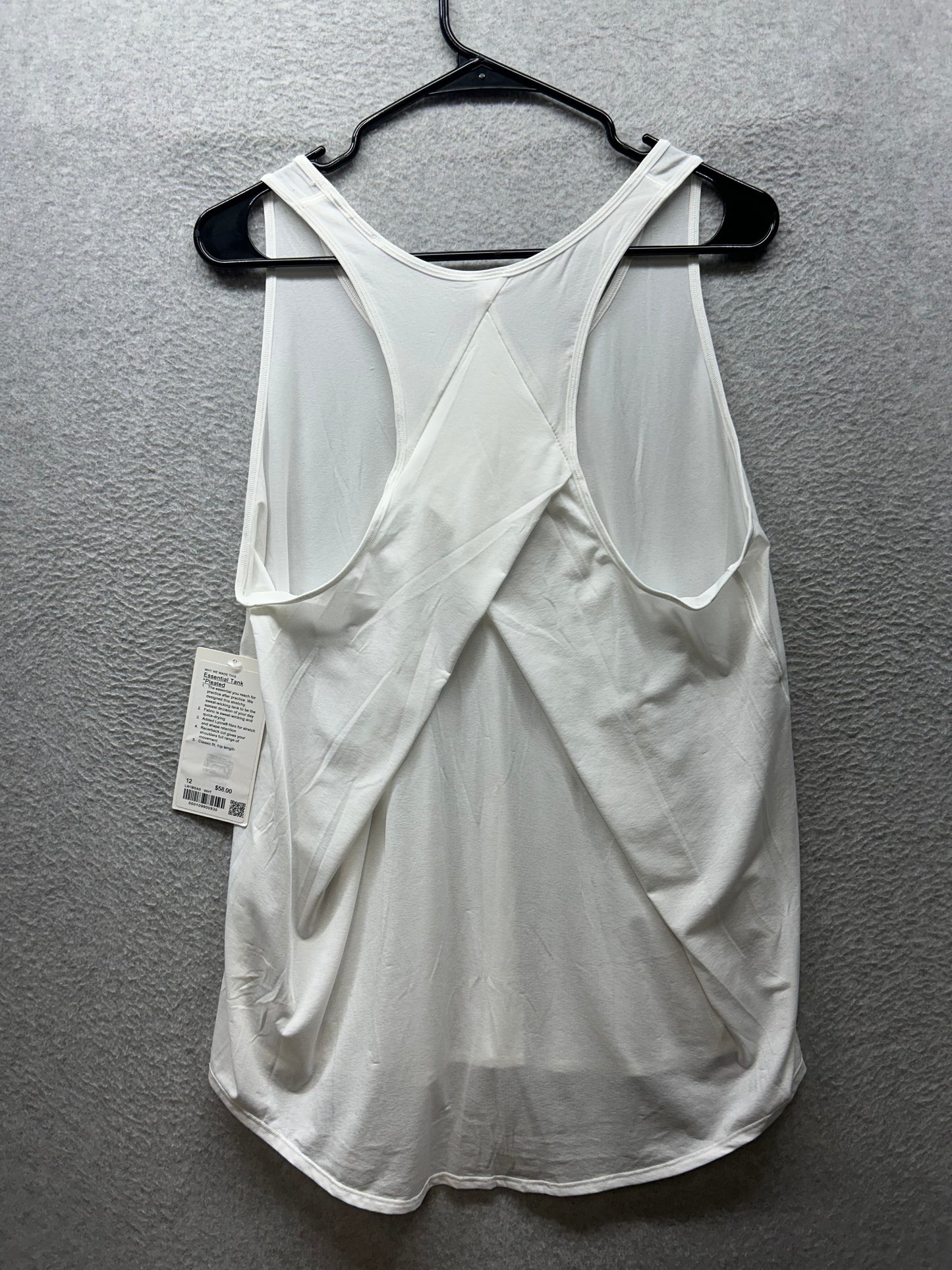 Lululemon Essential Tank Pleated Jersey Size 12 White