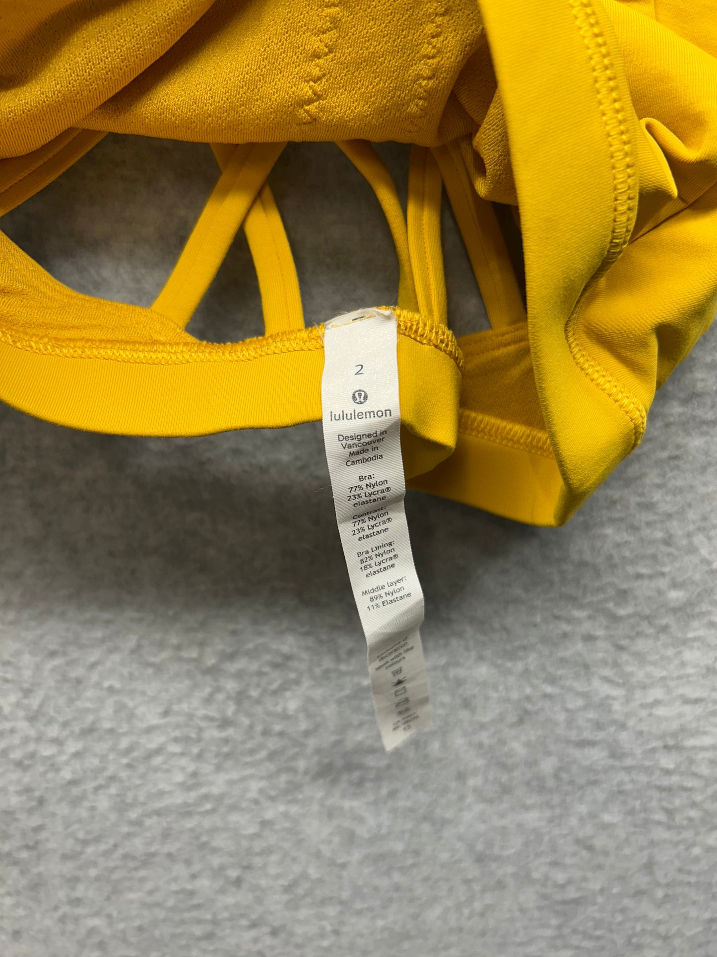 Lululemon Free To Be Serene Bra High Neck Size 2 Honey Lemon