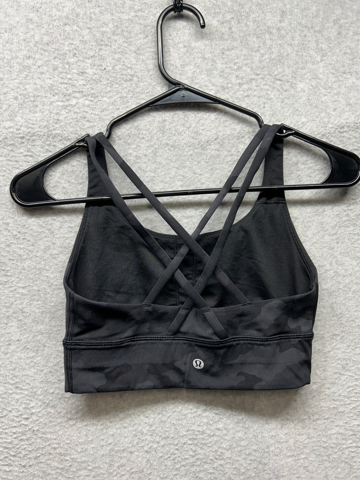 Lululemon Energy Bra Long Line Size 4 Heritage 365 Camo Deep Coal Multi