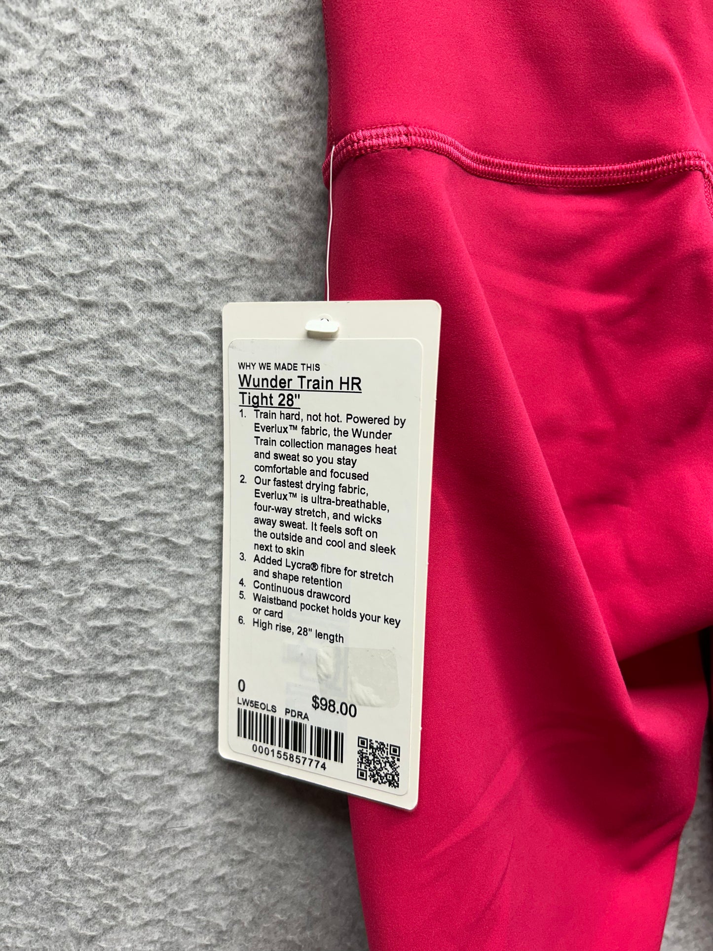 Lululemon Wunder Train High-Rise Tight 28" Size 0 Pink Dragonfruit