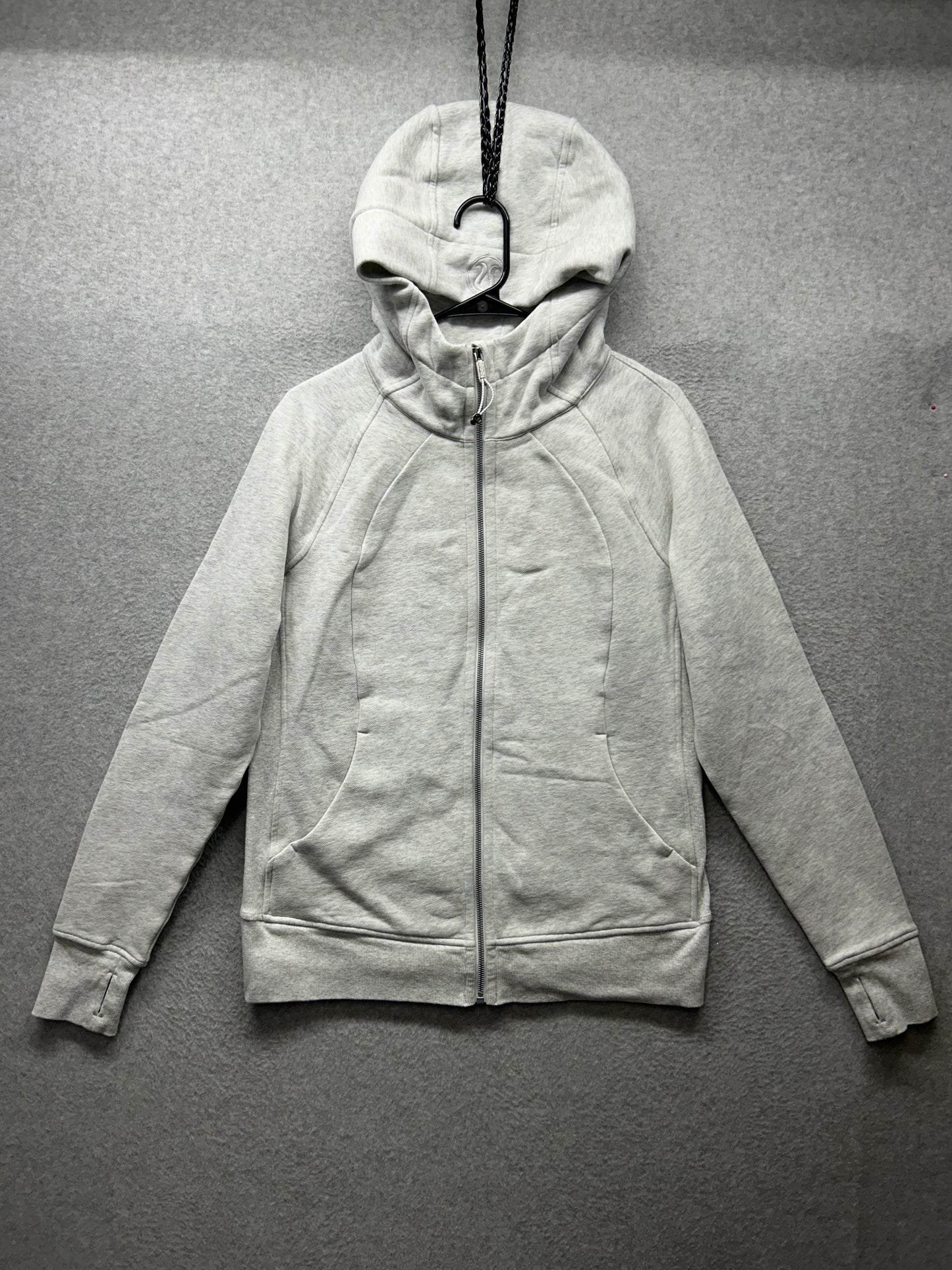 Lululemon Scuba Hoodie Full Zip Light Cotton Fleece Size 12 Heathered Core Ultra Light Gray