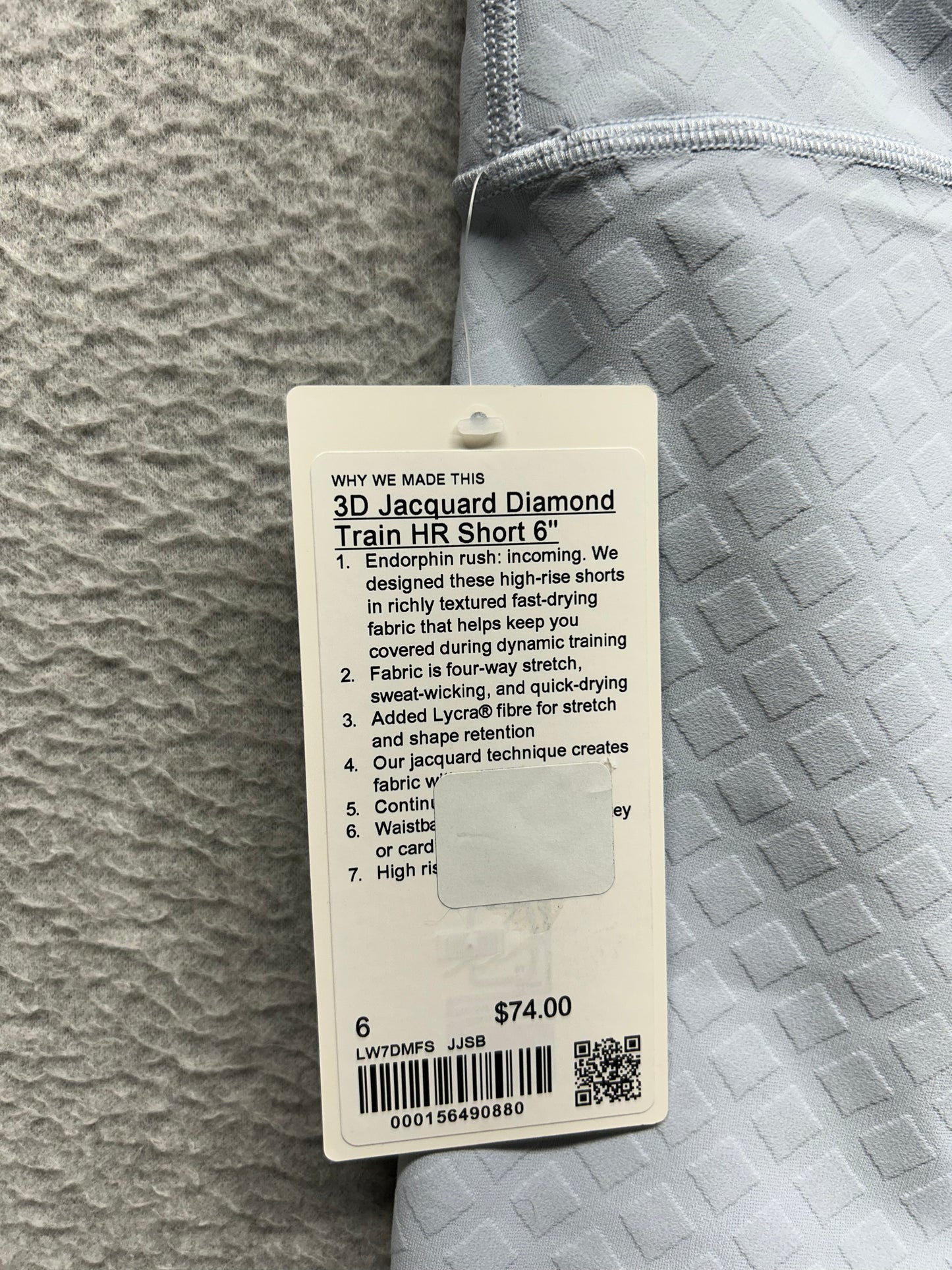 Lululemon 3D Jacquard Diamond Train High-Rise Short 6" Size 6 Trace Texture Starch Blue