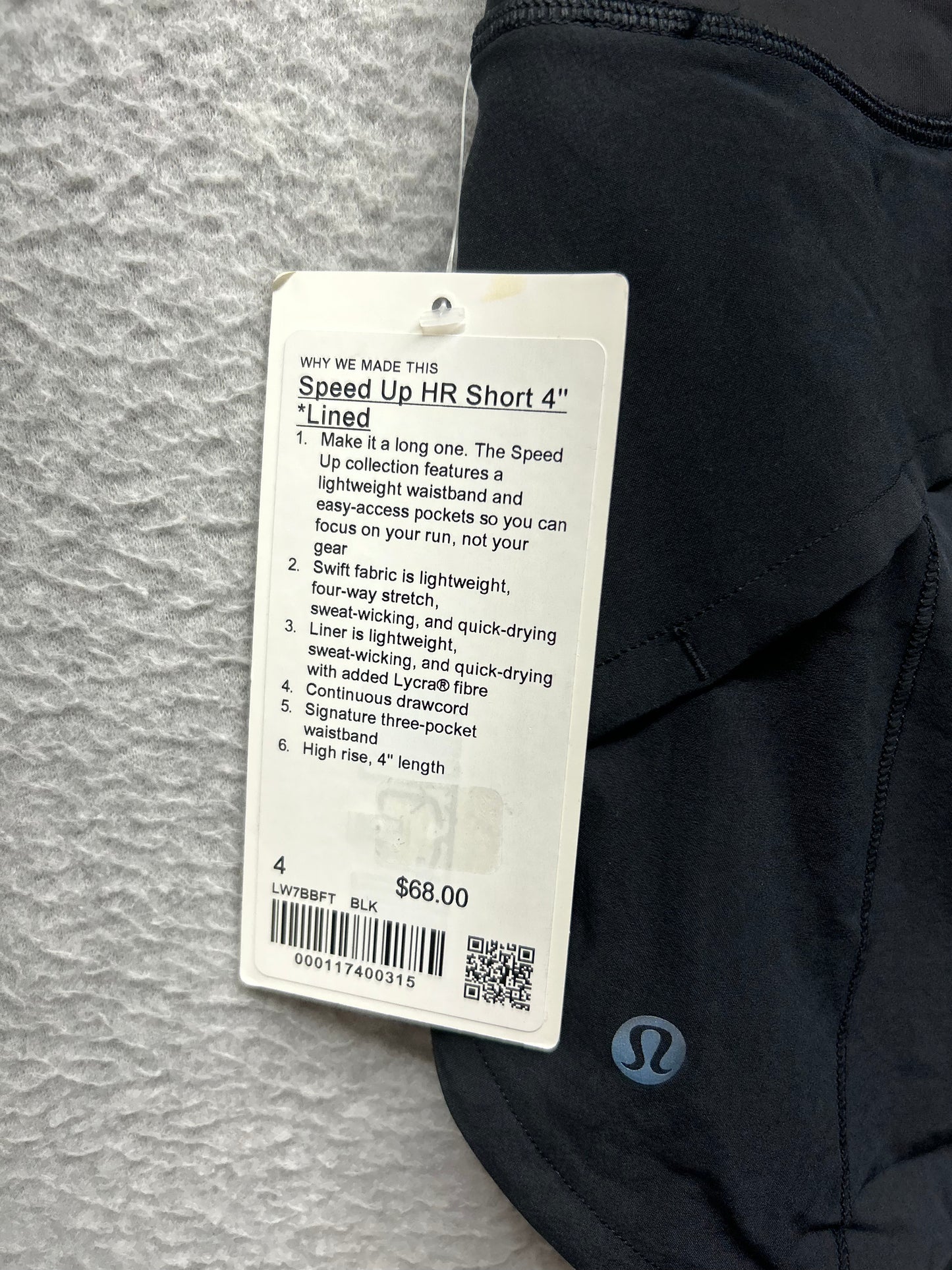 Lululemon Speed Up Short Long High-Rise 4" Size 4 Black