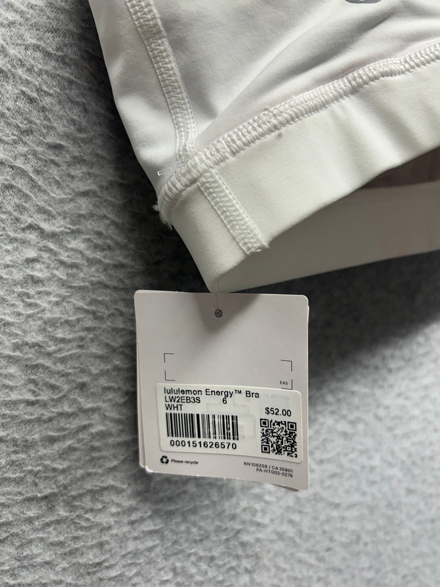 Lululemon Energy Bra Size 6 White