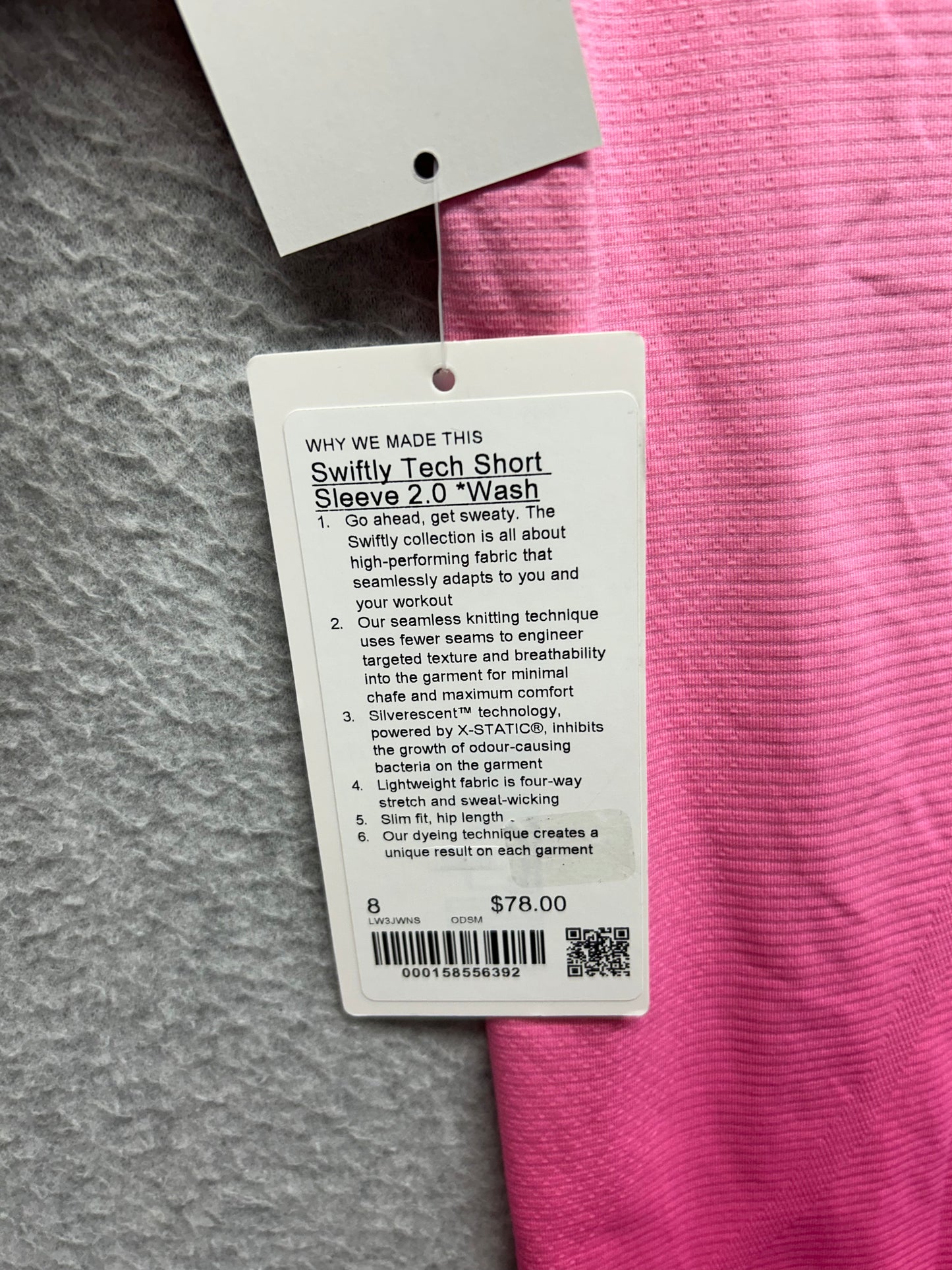 Swiftly Tech Short-Sleeve Shirt 2.0 Hip Length Size 8 Ombre Dye Strawberry Multi
