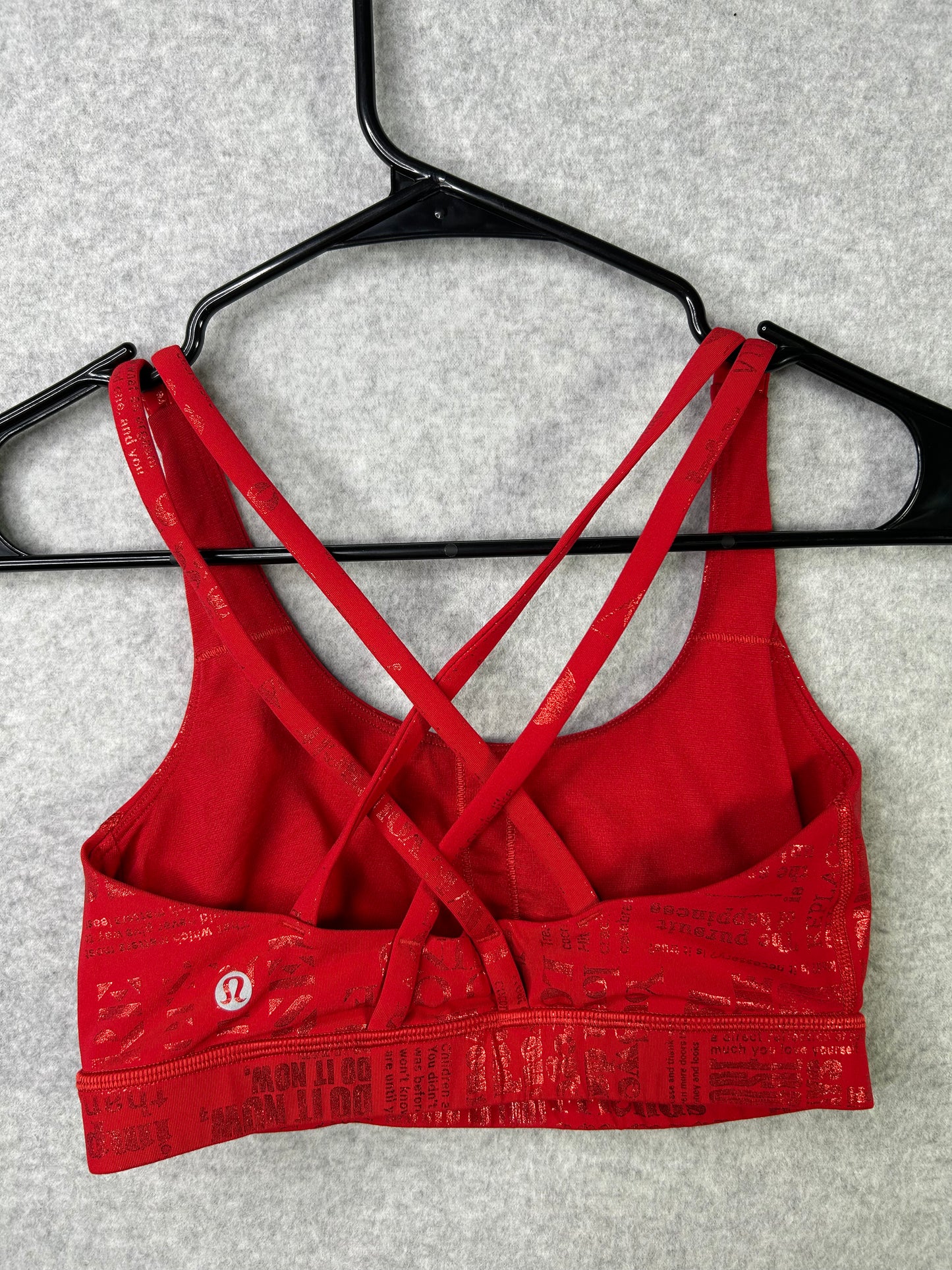 Lululemon Energy Bra Manifesto Size 4 20YR Manifesto Foil Dark Red