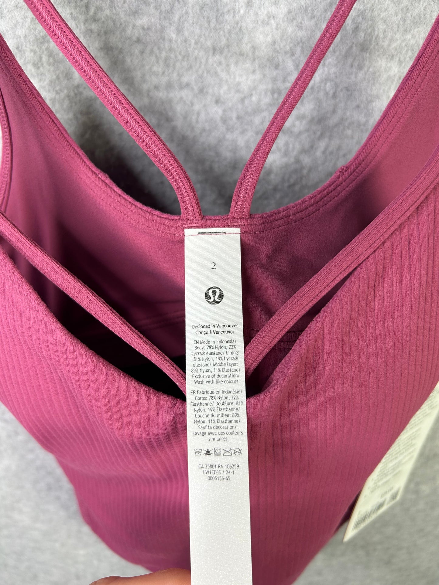 Lululemon Align Strappy Ribbed Tank Top Size 2 Washed Mauve