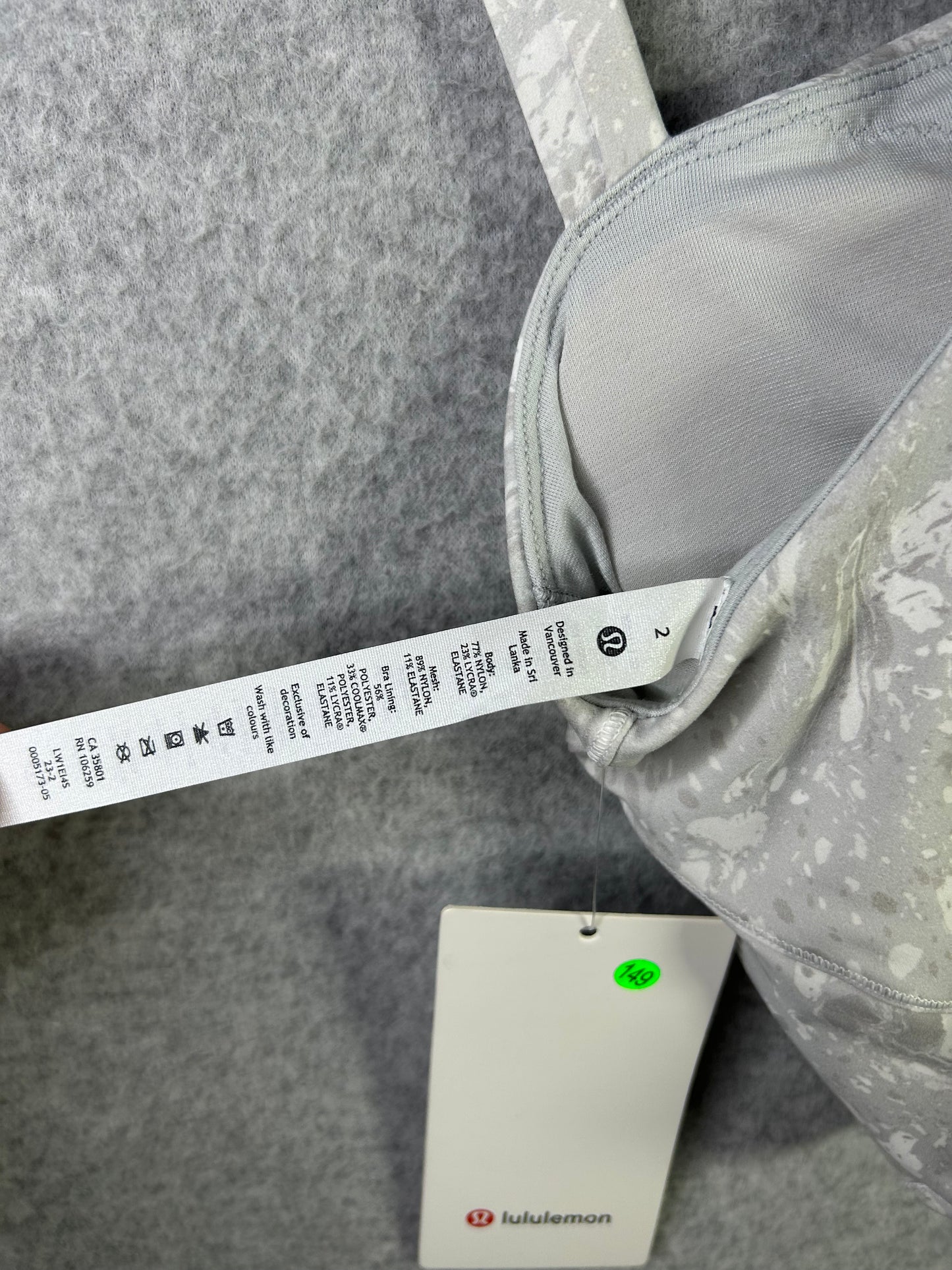 Lululemon Everlux Asymmetrical Tennis Tank Top Size 2 Terrazzo Marble Silver Ice Multi