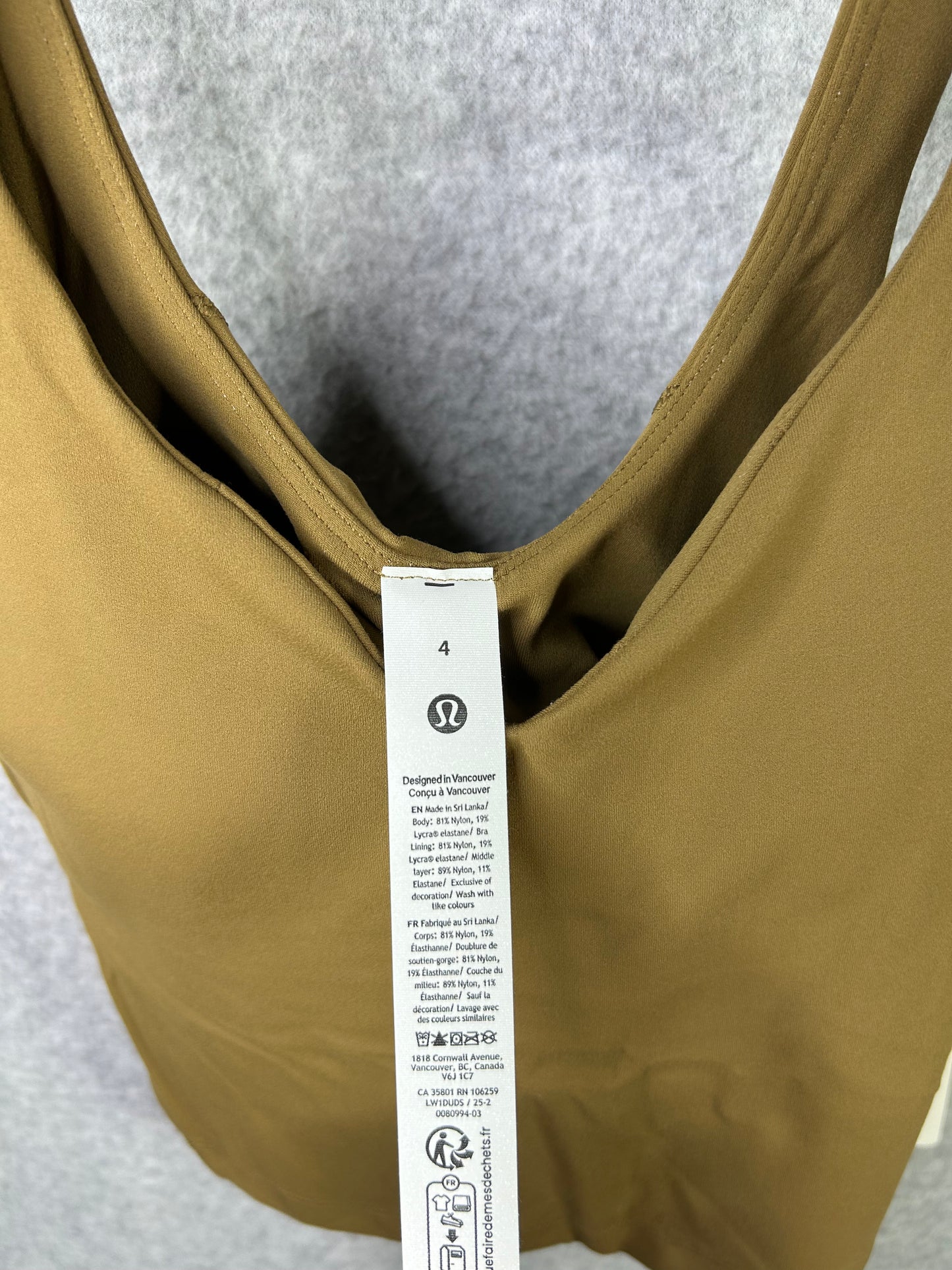 Lululemon Align Tank Top Size 4 Allspice / Auric Gold