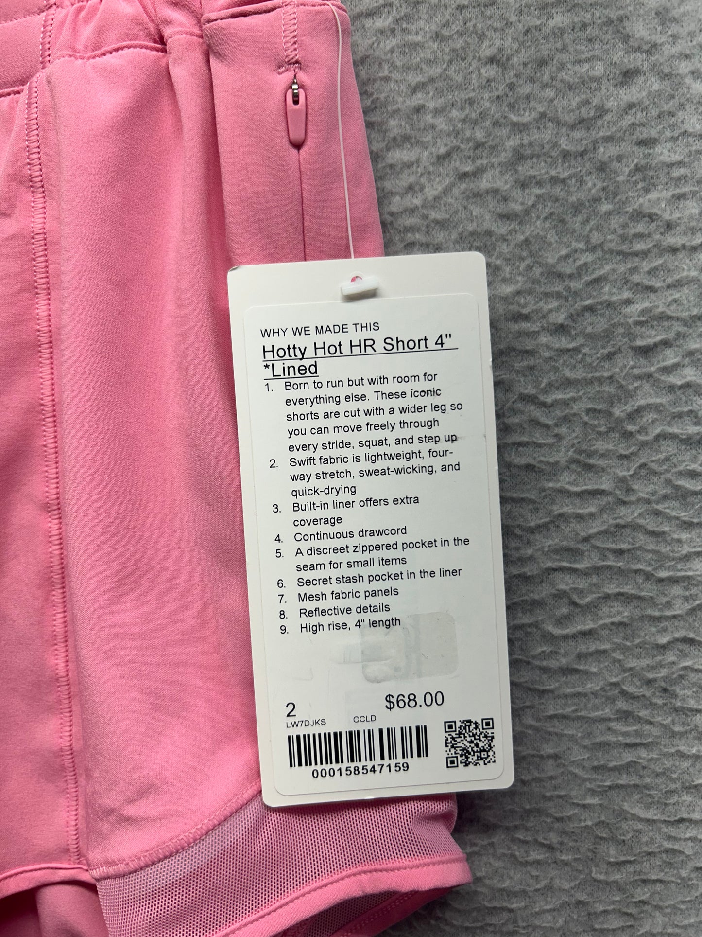 Lululemon Hotty Hot High-Rise Lined Short 4" Size 2 Candy Cloud