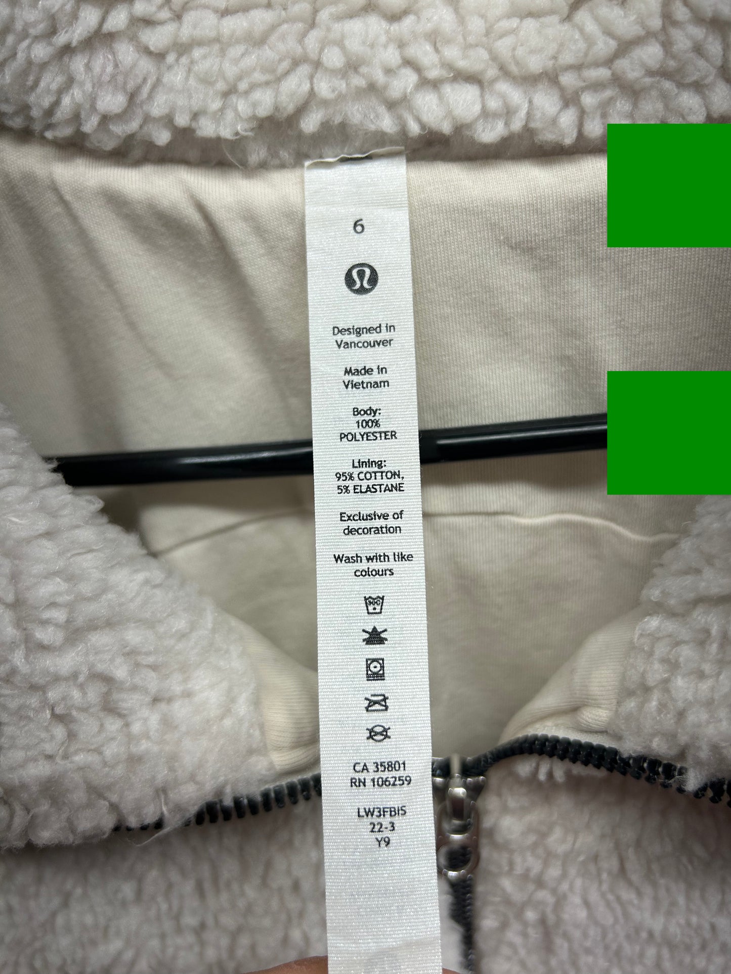 Lululemon Cinchable Fleece Zip-Up Size 6 Bone