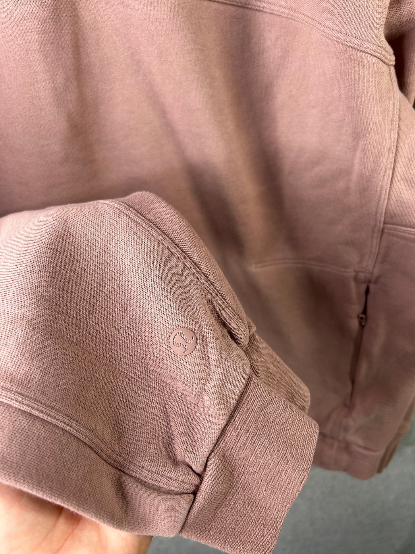 Lululemon French Terry Oversized Half Zip Mens Size Medium Twilight Rose (Square Dot)