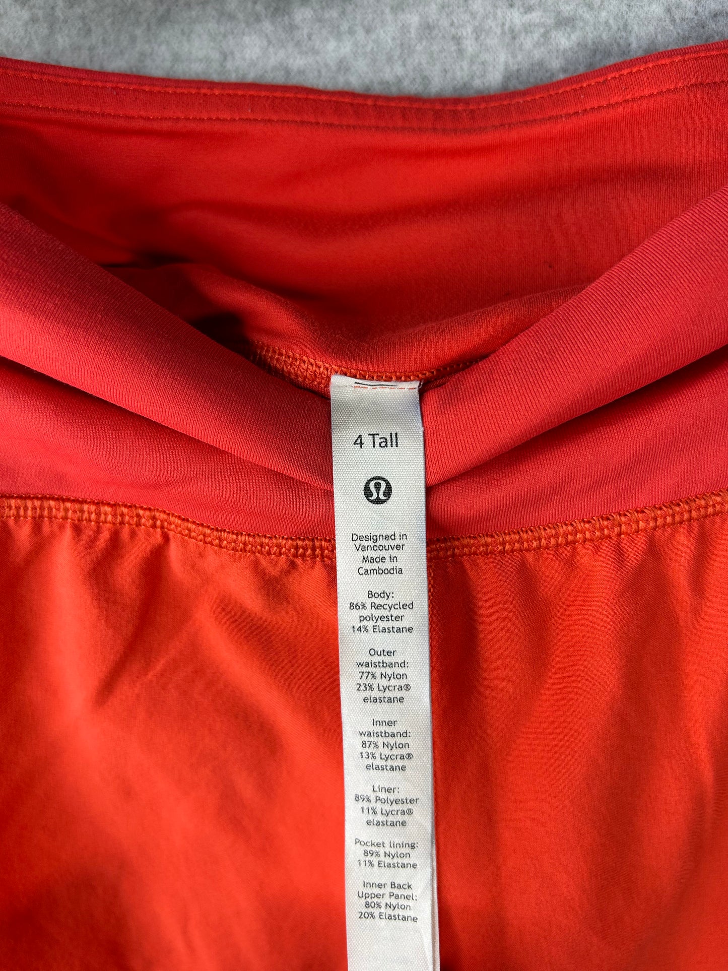 Lululemon Speed Up Mid-Rise Lined Short 4" Size 4 Solar Orange