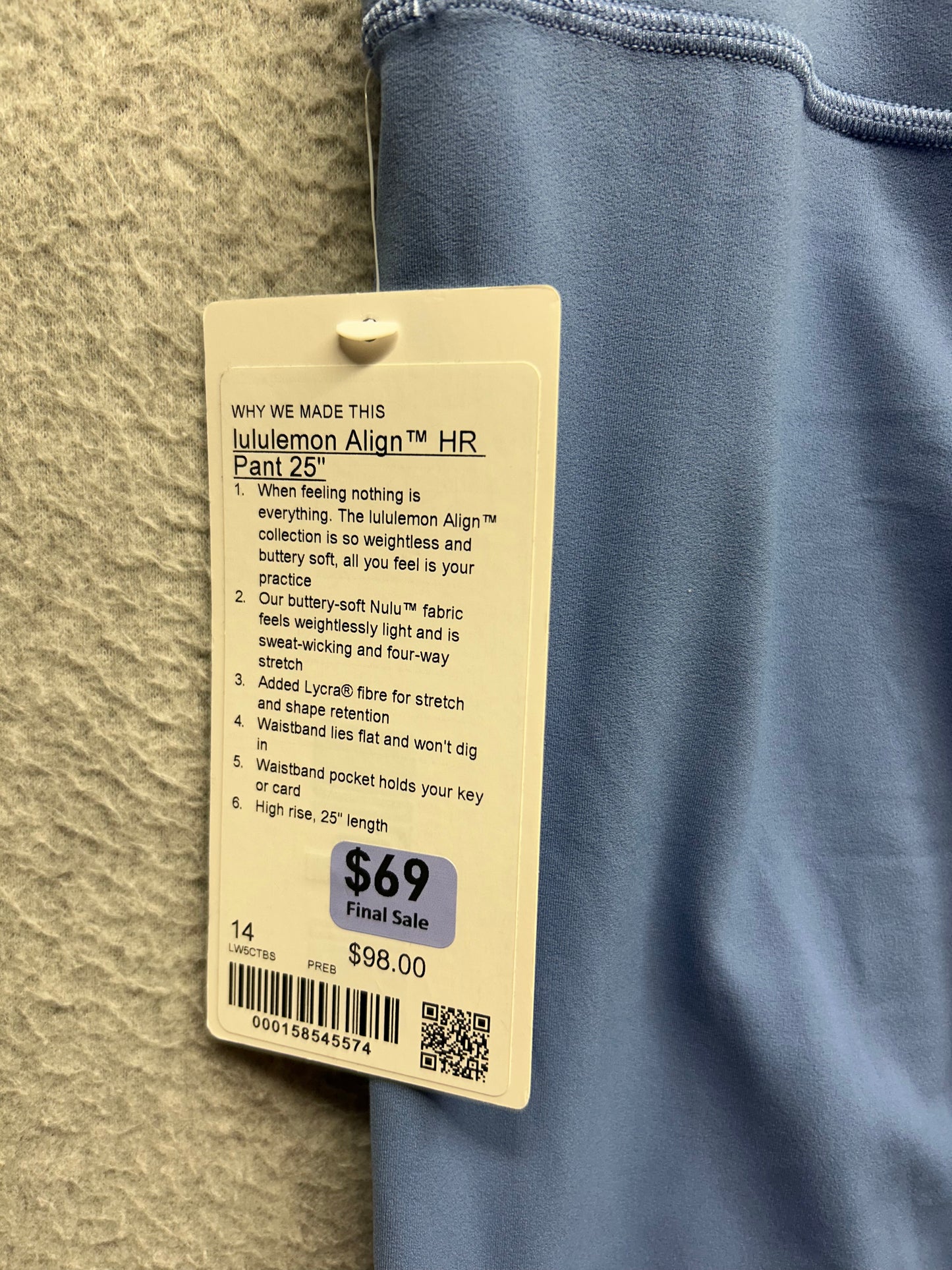 Lululemon Align High-Rise Pant 25" Size 14 Prep Blue