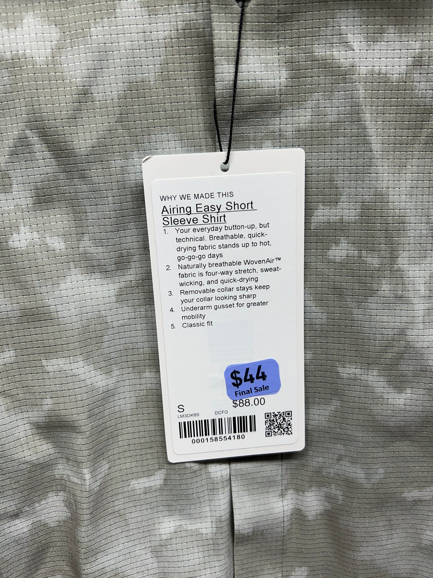Lululemon Airing Easy Short Sleeve Shirt Size Small Beige Camo
