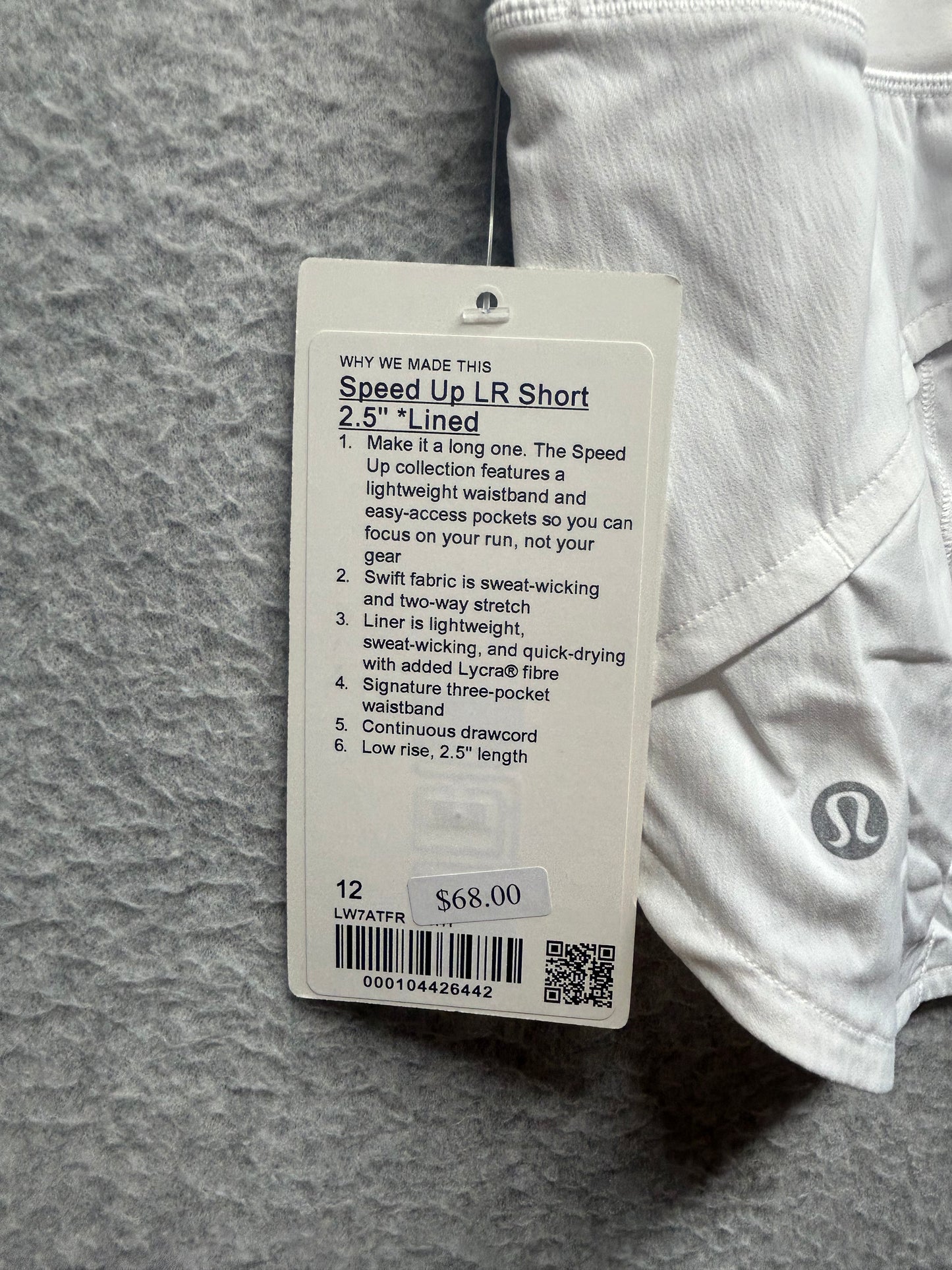 Lululemon Speed Up Short 2.5" Size 12 White