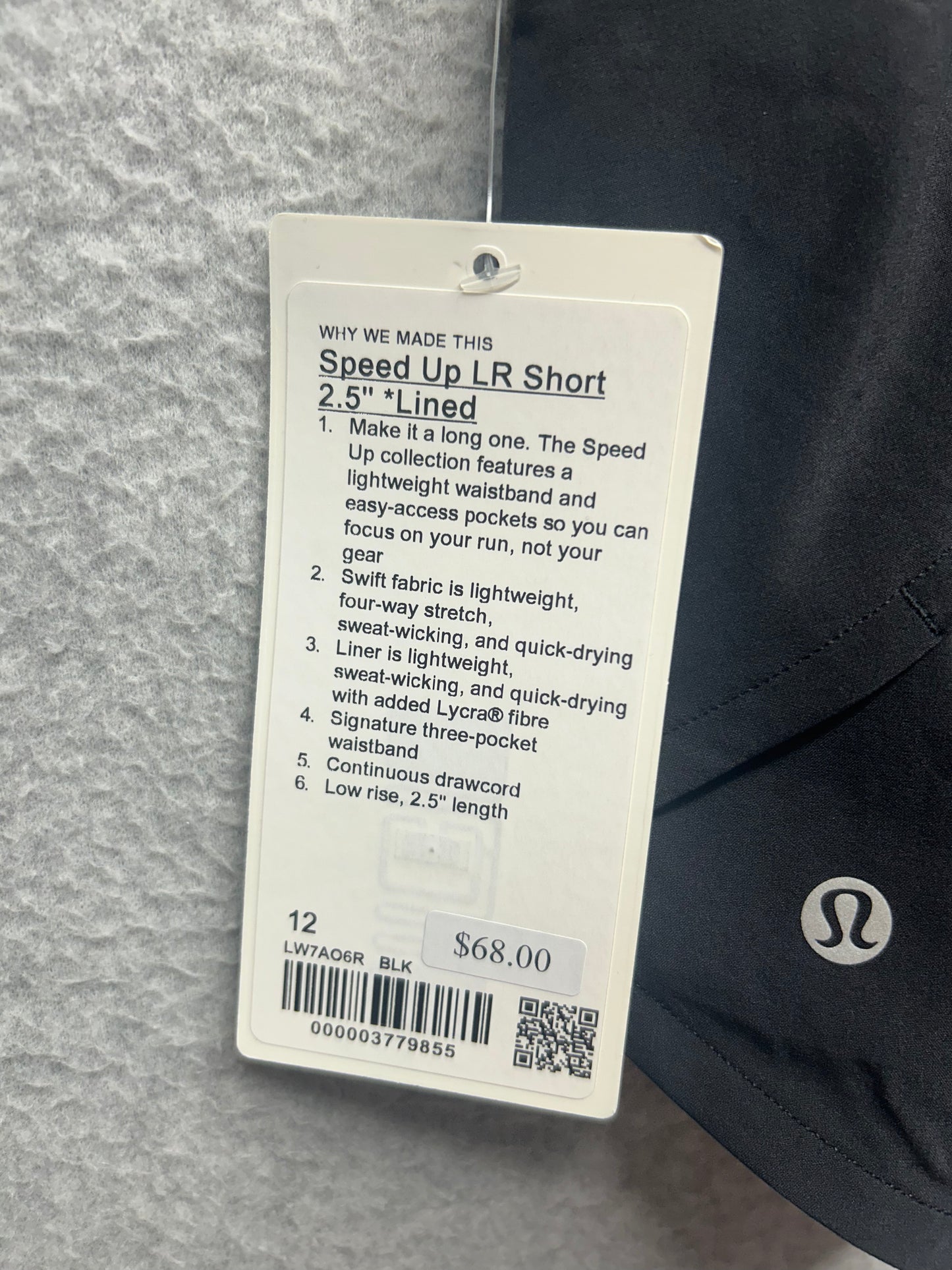 Lululemon Speed Up Short 2.5" Size 12 Black