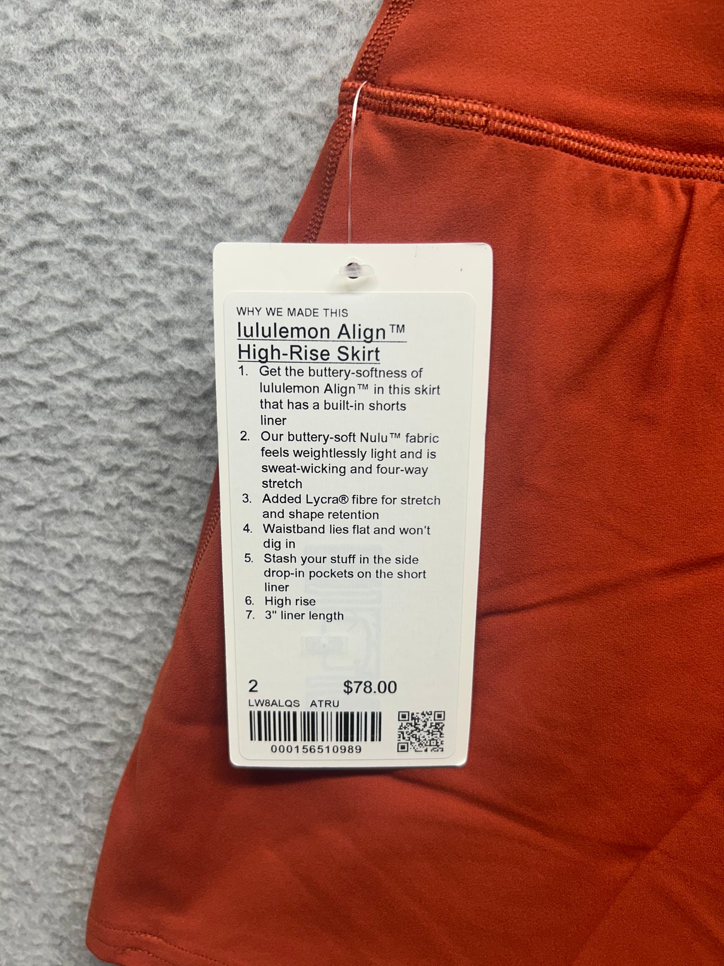 Lululemon Align High-Rise Skirt Size 2 Autumn Rust