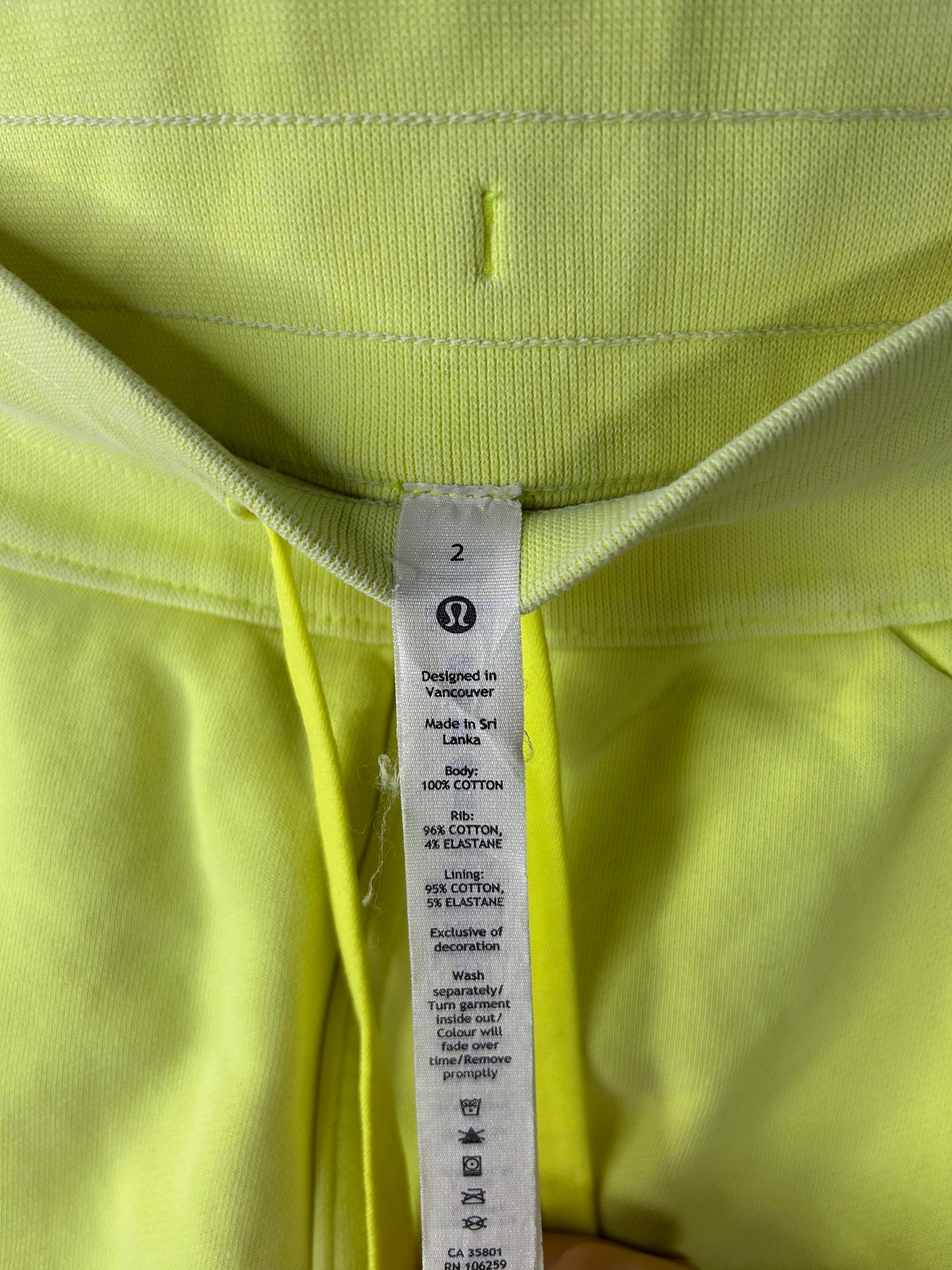 Lululemon Scuba High-Rise French Terry Jogger Size 2 Neon Garment Dye Solid Highlight Yellow