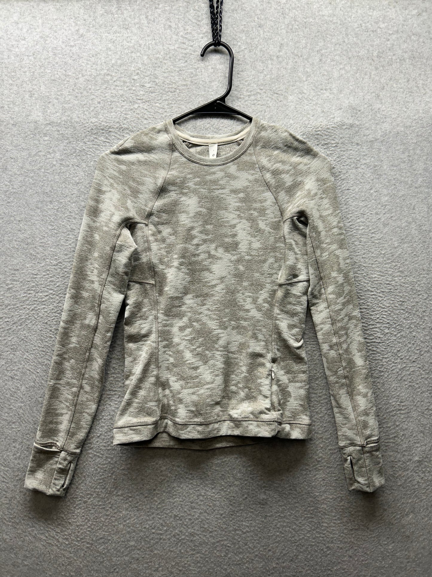 Lululemon Its Rulu Run Long Sleeve Shirt Size 4 Data Rush Mini Jacquard White Opal Rover