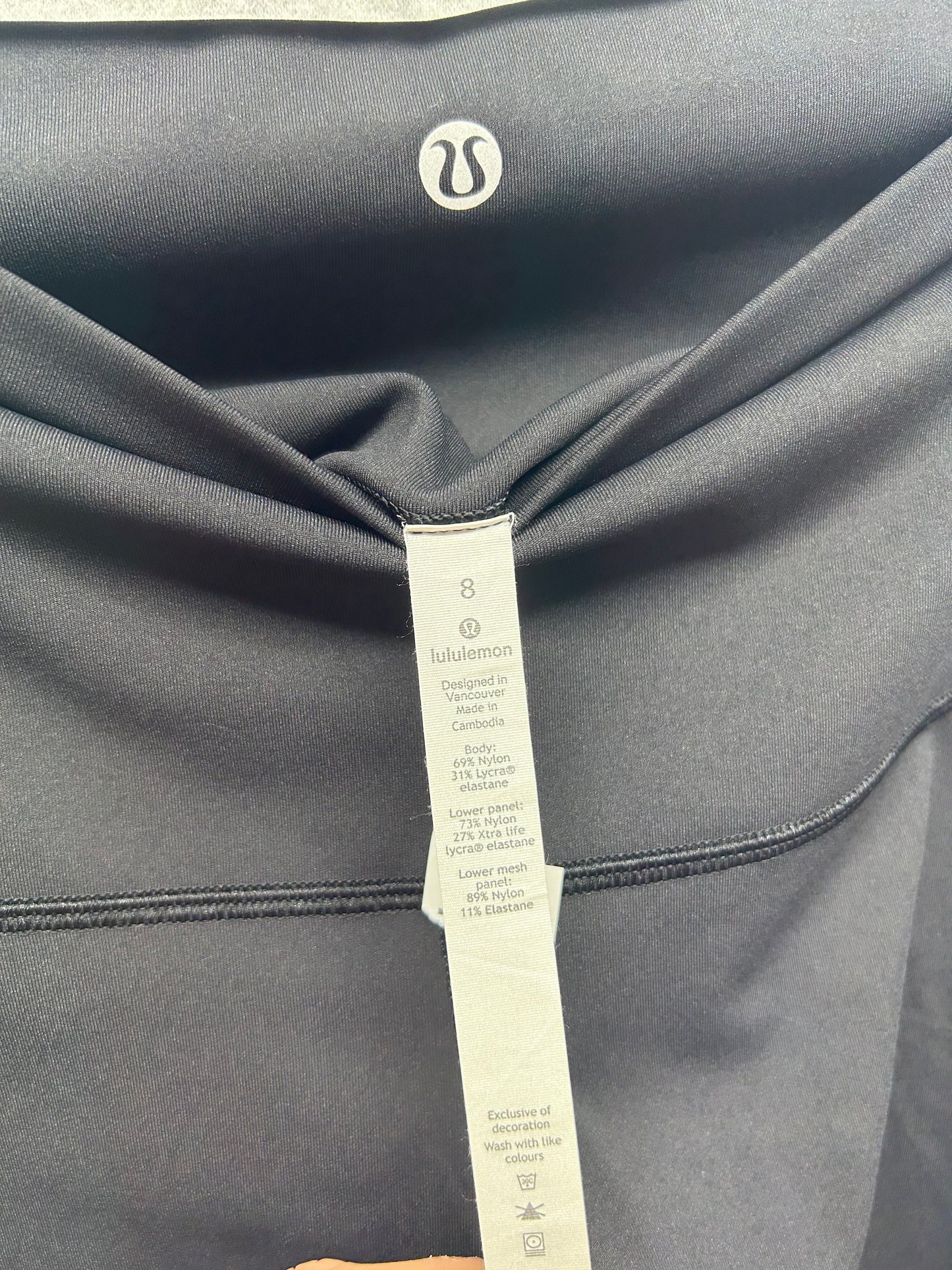 Lululemon Wunder Under Crop High-Rise Roll Down Scallop Luxtreme 23" Size 8 Black