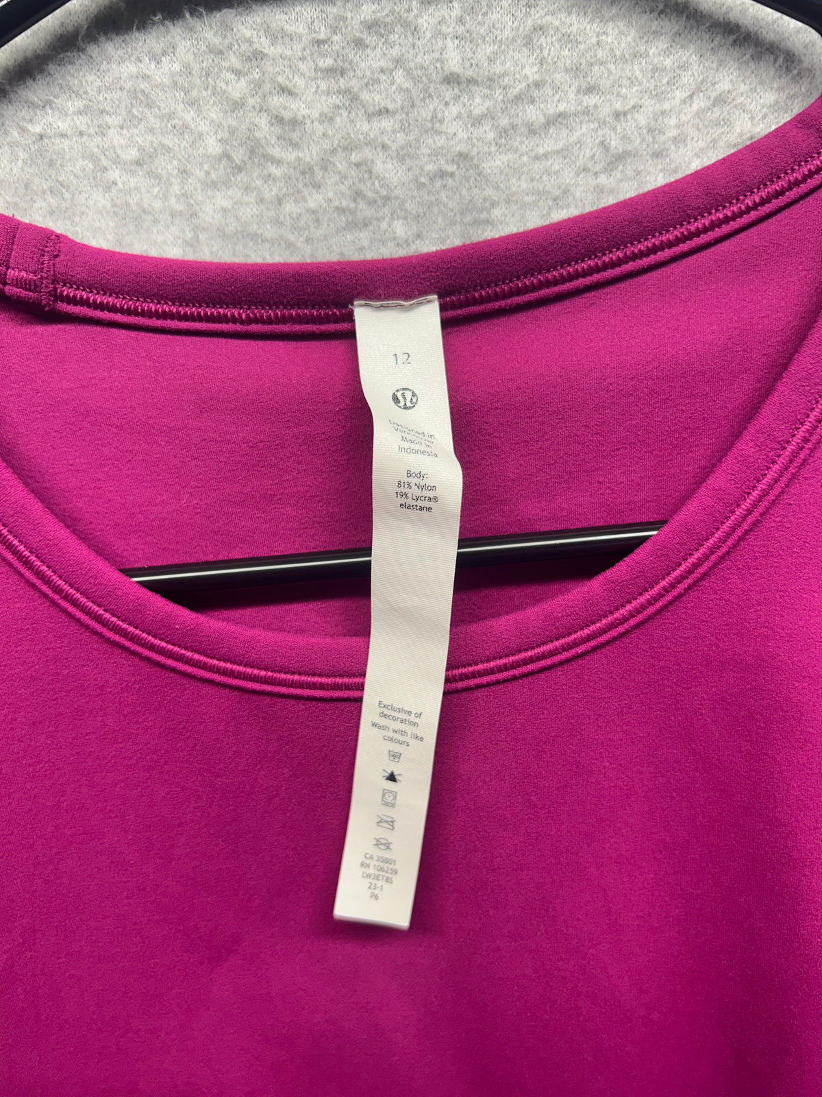 Lululemon All It Takes Short-Sleeve Shirt Nulu Size 12 Magenta Purple