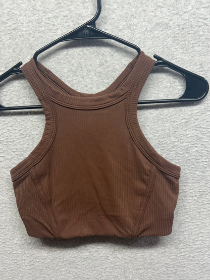 Lululemon Ribbed Nulu High-Neck Yoga Bra Light Support, B/C Cup Size 6 Java