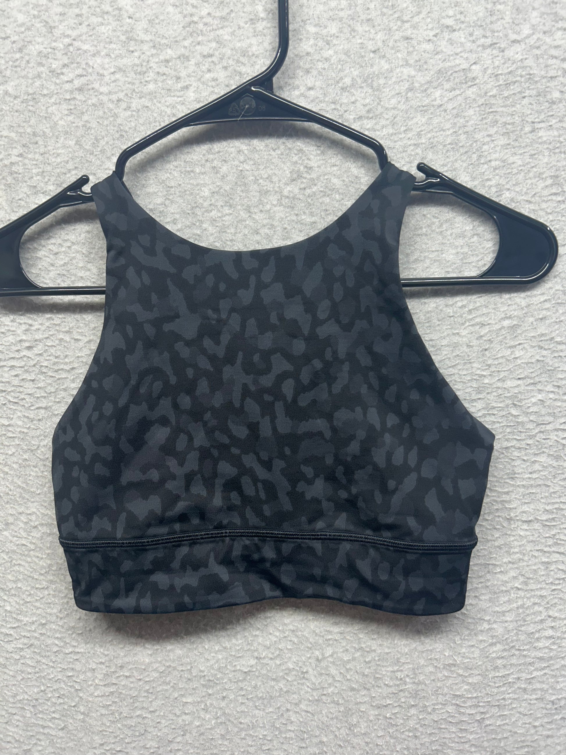 Lululemon Energy Bra High Neck Long Line Medium Support B-D Size 6 Formation Camo Deep Coal Multi