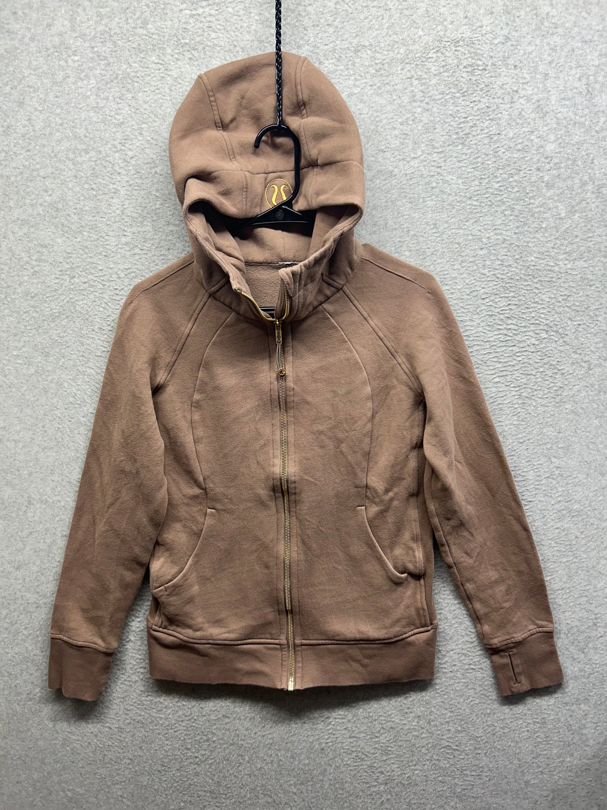 Lululemon Scuba Hoodie Light Cotton Fleece Size 10 Taupetastic / Gold