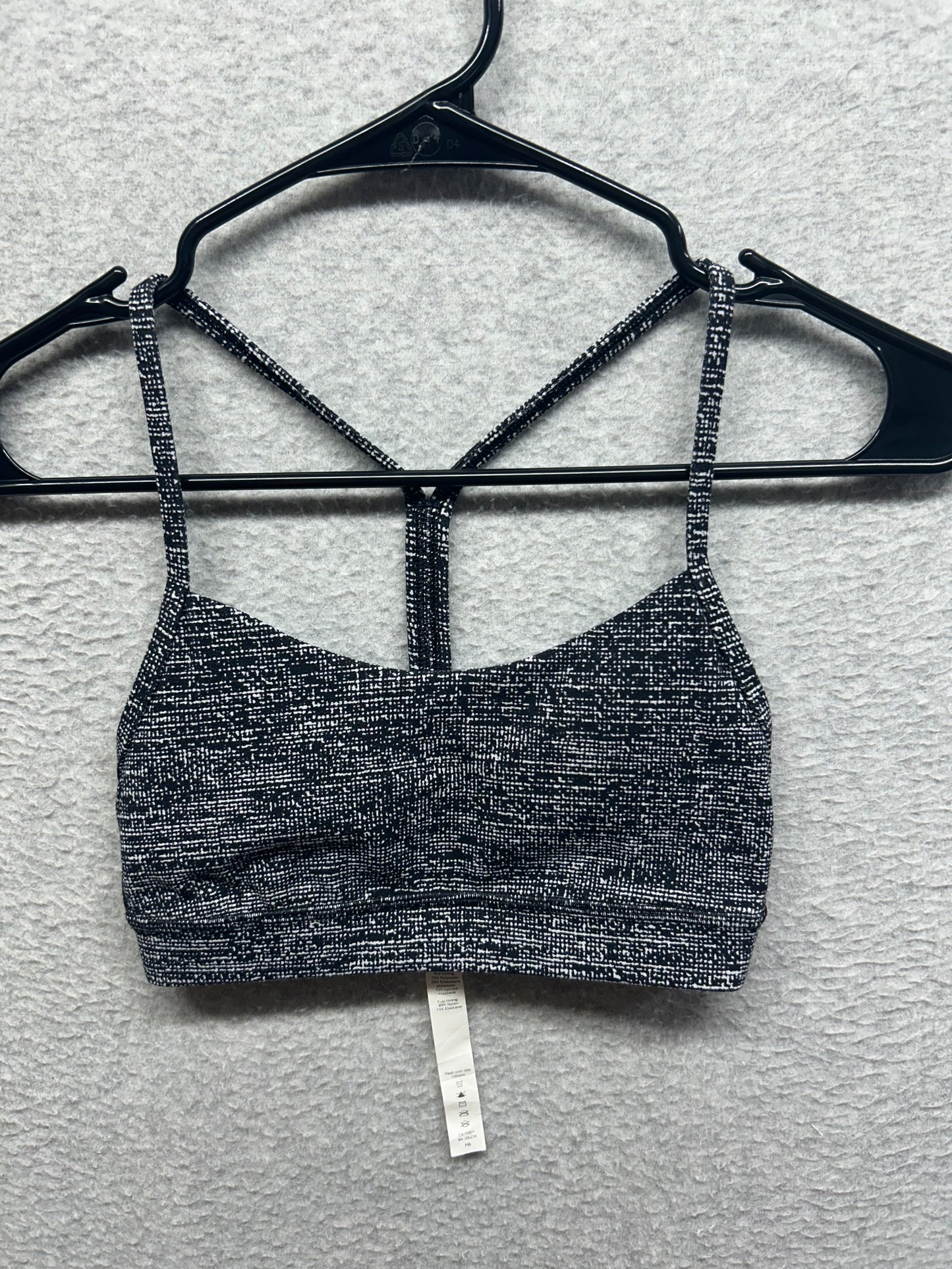Lululemon Flow Y Bra Nulu Size 2 Twillines Ice Grey Black