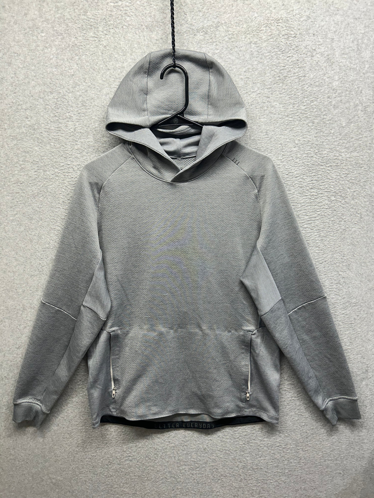 Lululemon Textured Tech Hoodie Size M Heathered White Opal / Rhino Grey