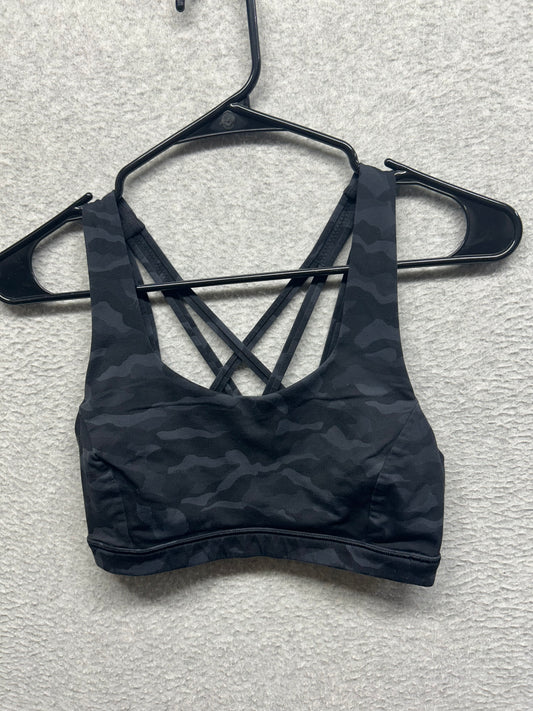 Lululemon Free To Be Serene Bra Size 4 Sequoia Camo Print Deep Coal Black