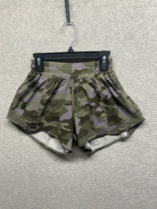 Lululemon Hotty Hot Short II Long 4" Size 2 Heritage 365 Camo Dusky Lavender Multi / Army Green